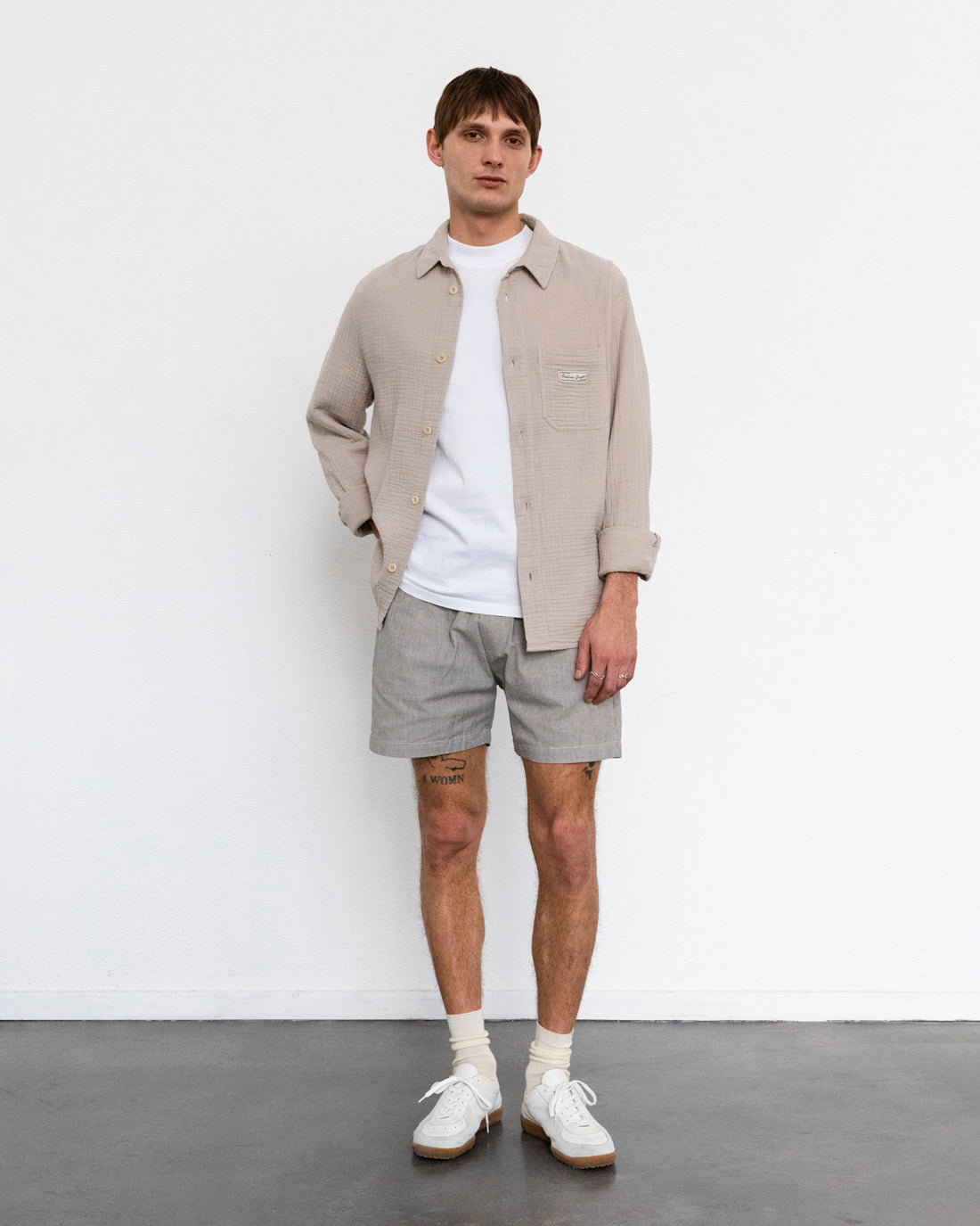 Kurze Hose Bio Baumwolle - Grau Gestreift