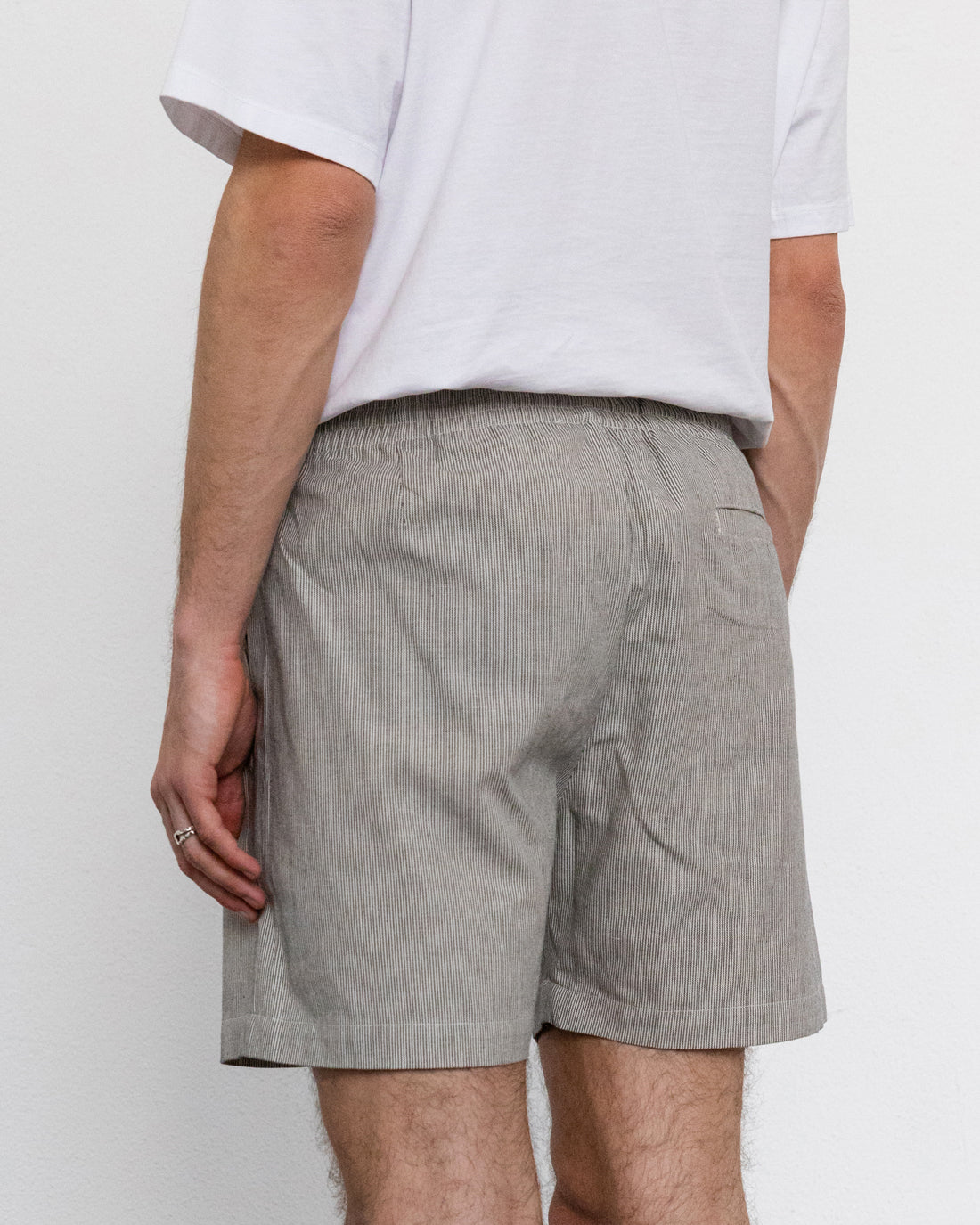 Kurze Hose Bio Baumwolle - Grau Gestreift