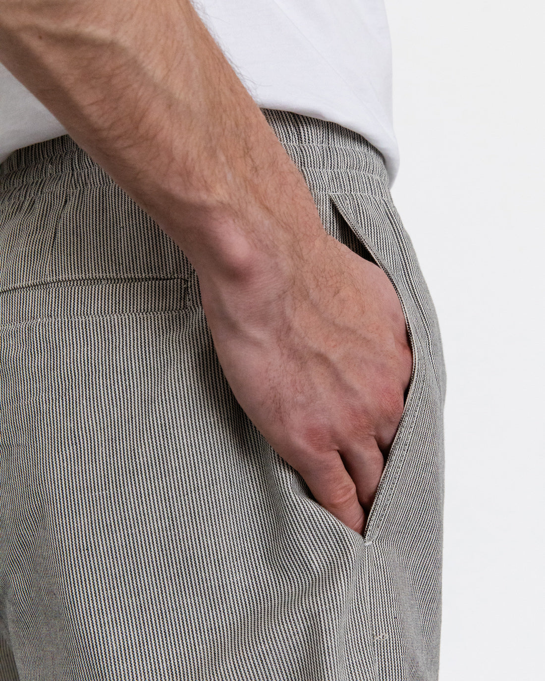 Kurze Hose Bio Baumwolle - Grau Gestreift