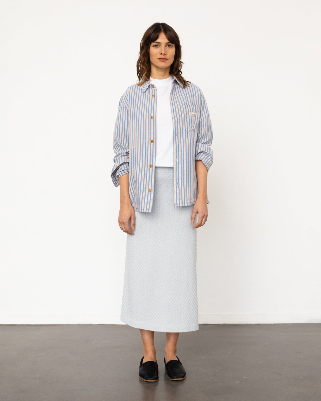 Gestrickter Midi Rock Bio Baumwolle - Grau