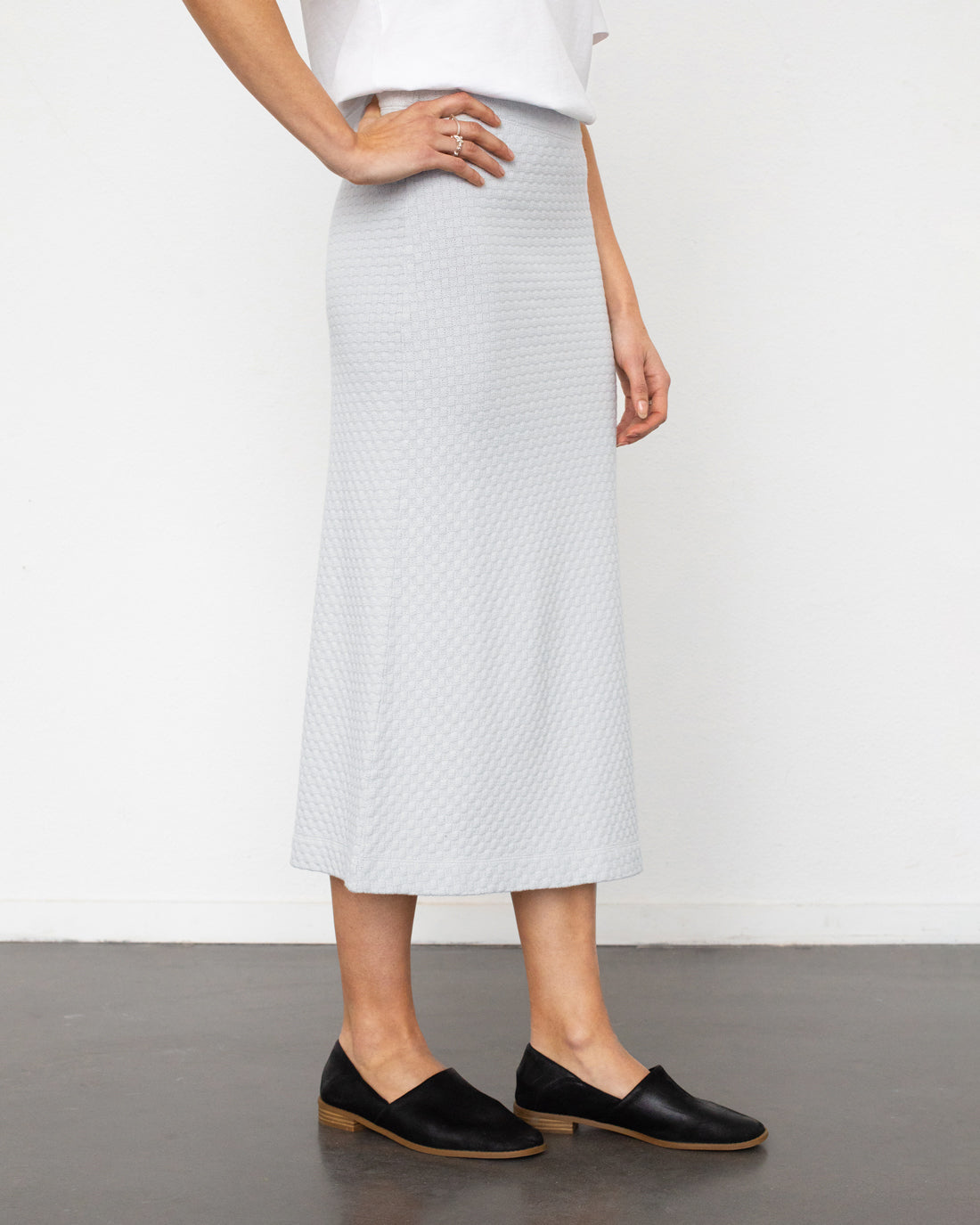 Gestrickter Midi Rock Bio Baumwolle - Grau