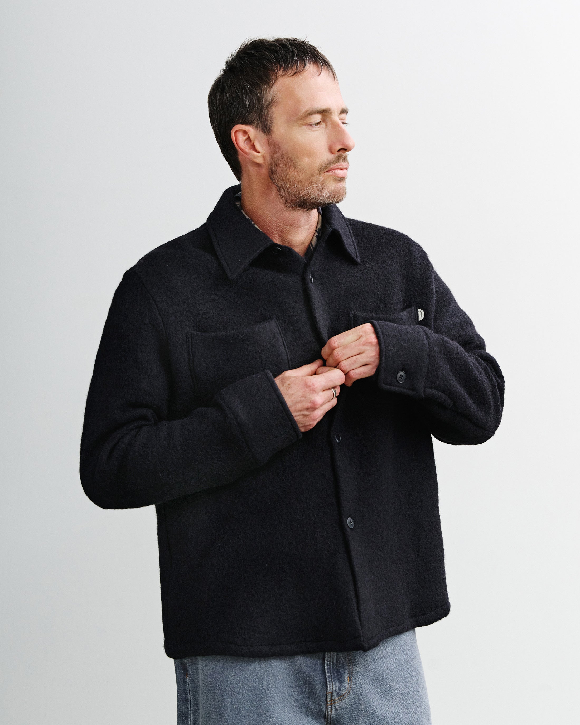 Overshirt Bio Wolle - Schwarz