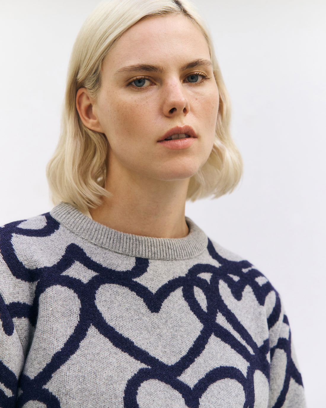 Affection Strick Sweatshirt Recycelte Wolle - Hellgrau