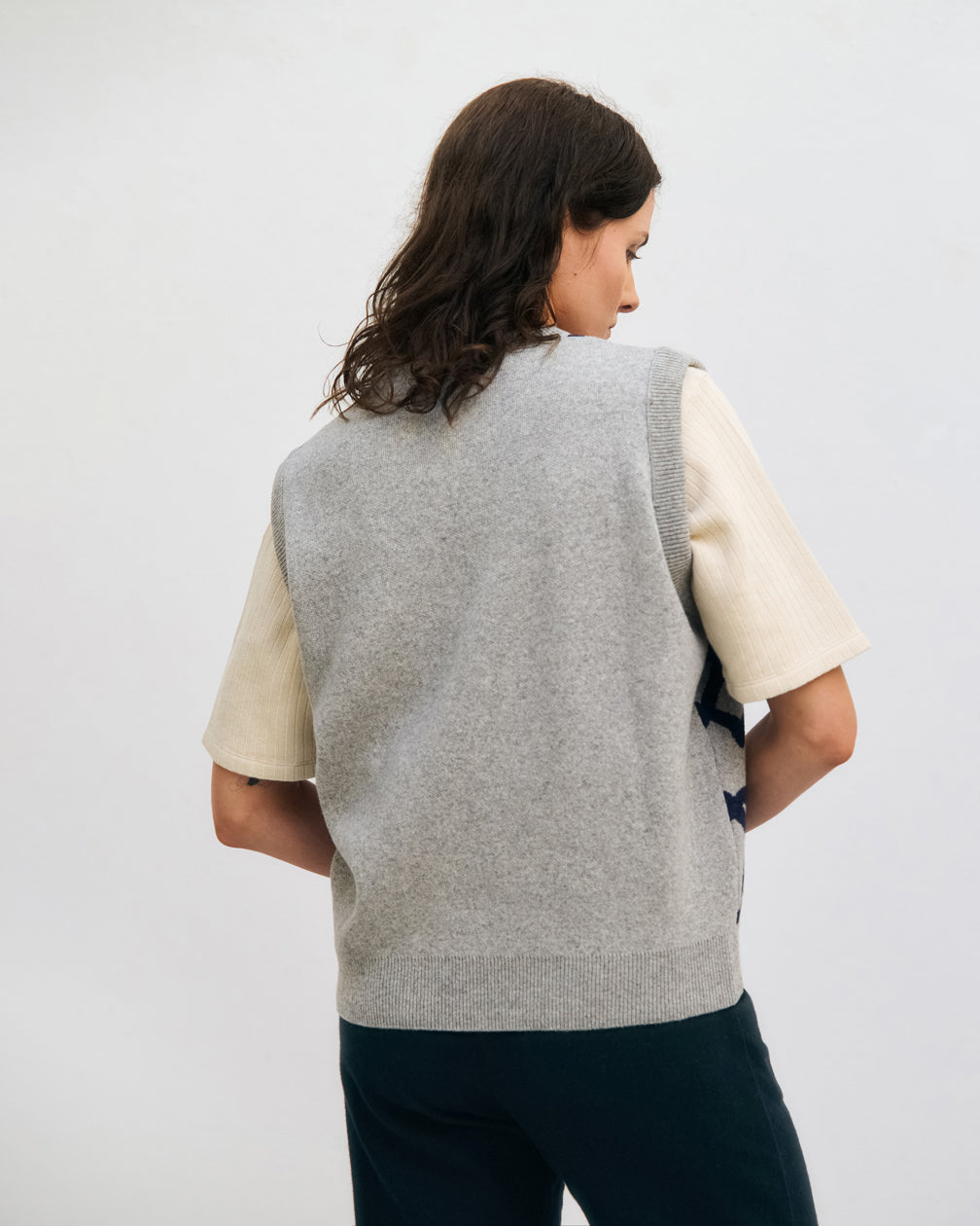 Affection Strick Weste Recycelte Wolle - Hellgrau