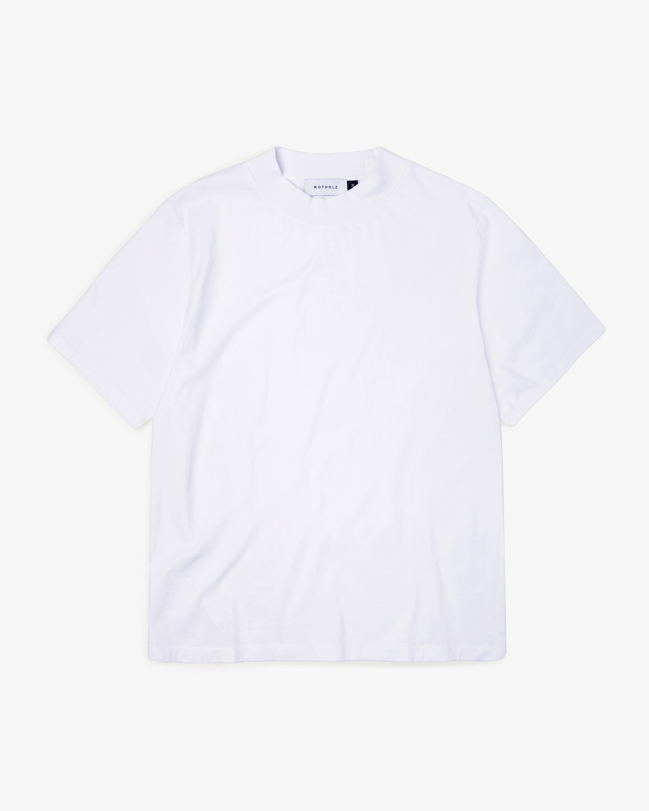 T-Shirt mit Breitem Kragen - Weiß