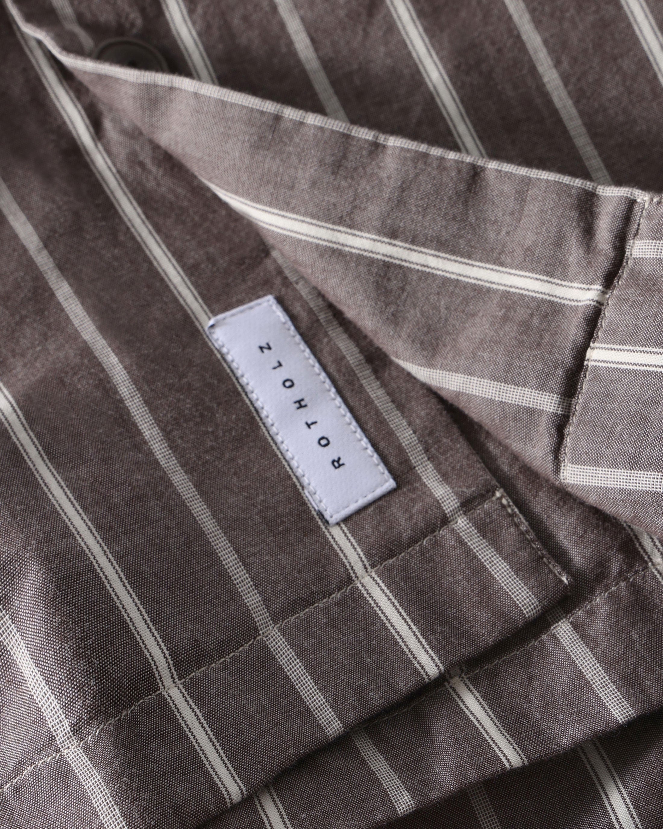 Gestreiftes Bowling Shirt Bio Baumwolle - Braun