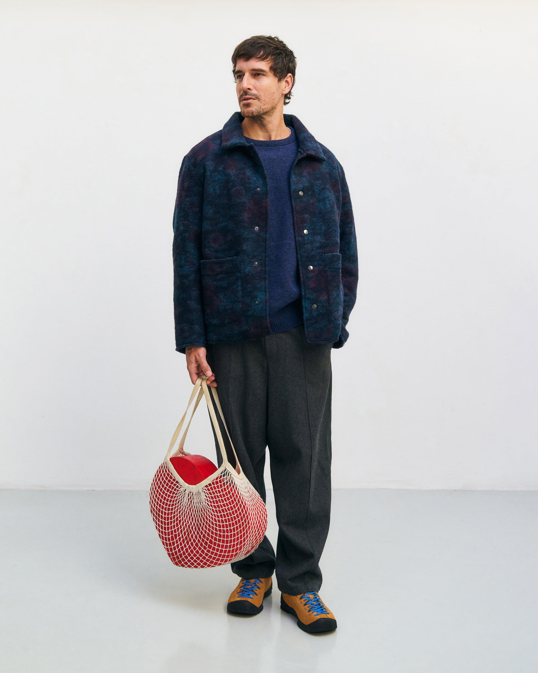 Workwear Jacke Bio Wollmischung - Blau Melange