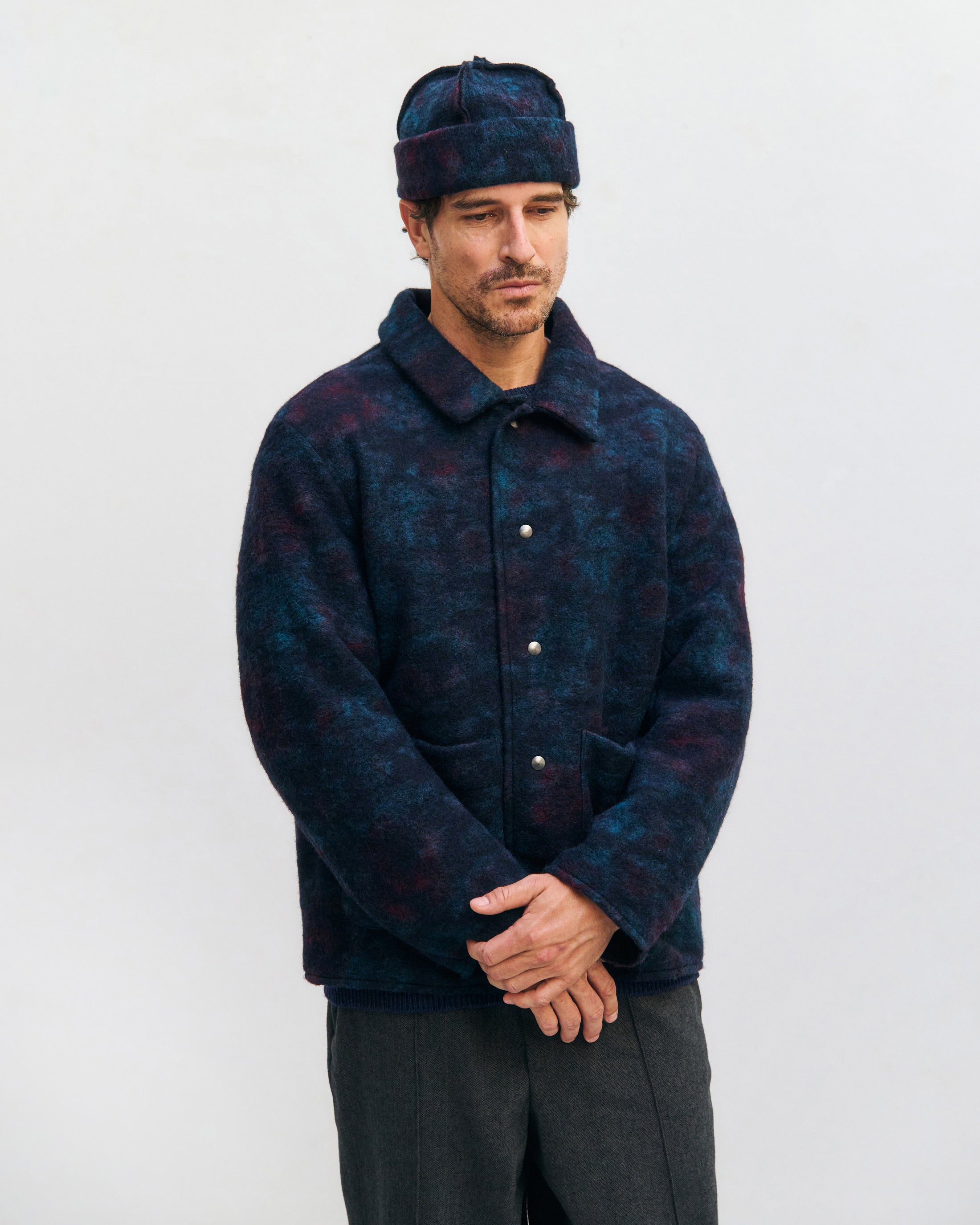 Workwear Jacke Bio Wollmischung - Blau Melange