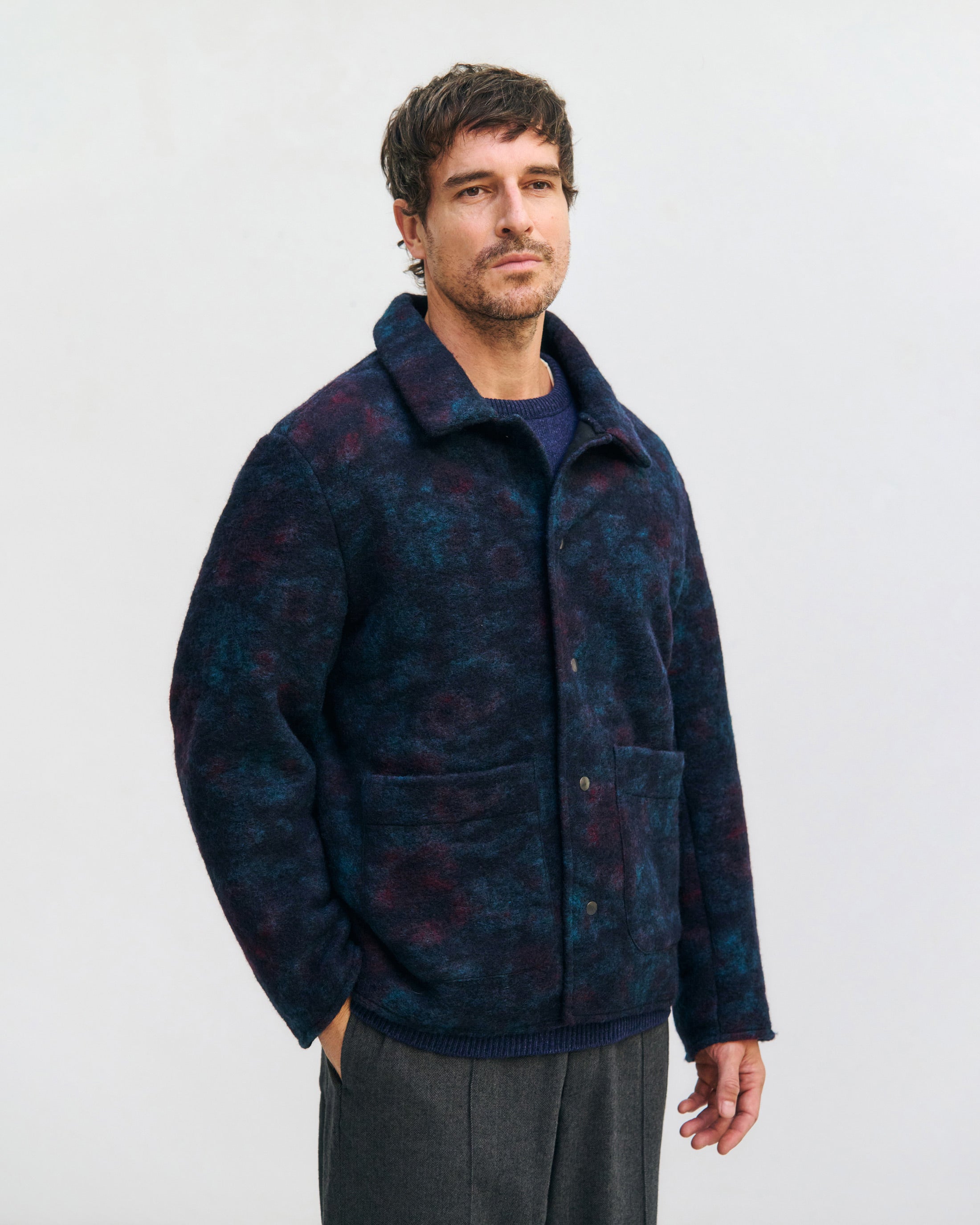 Workwear Jacke Bio Wollmischung - Blau Melange