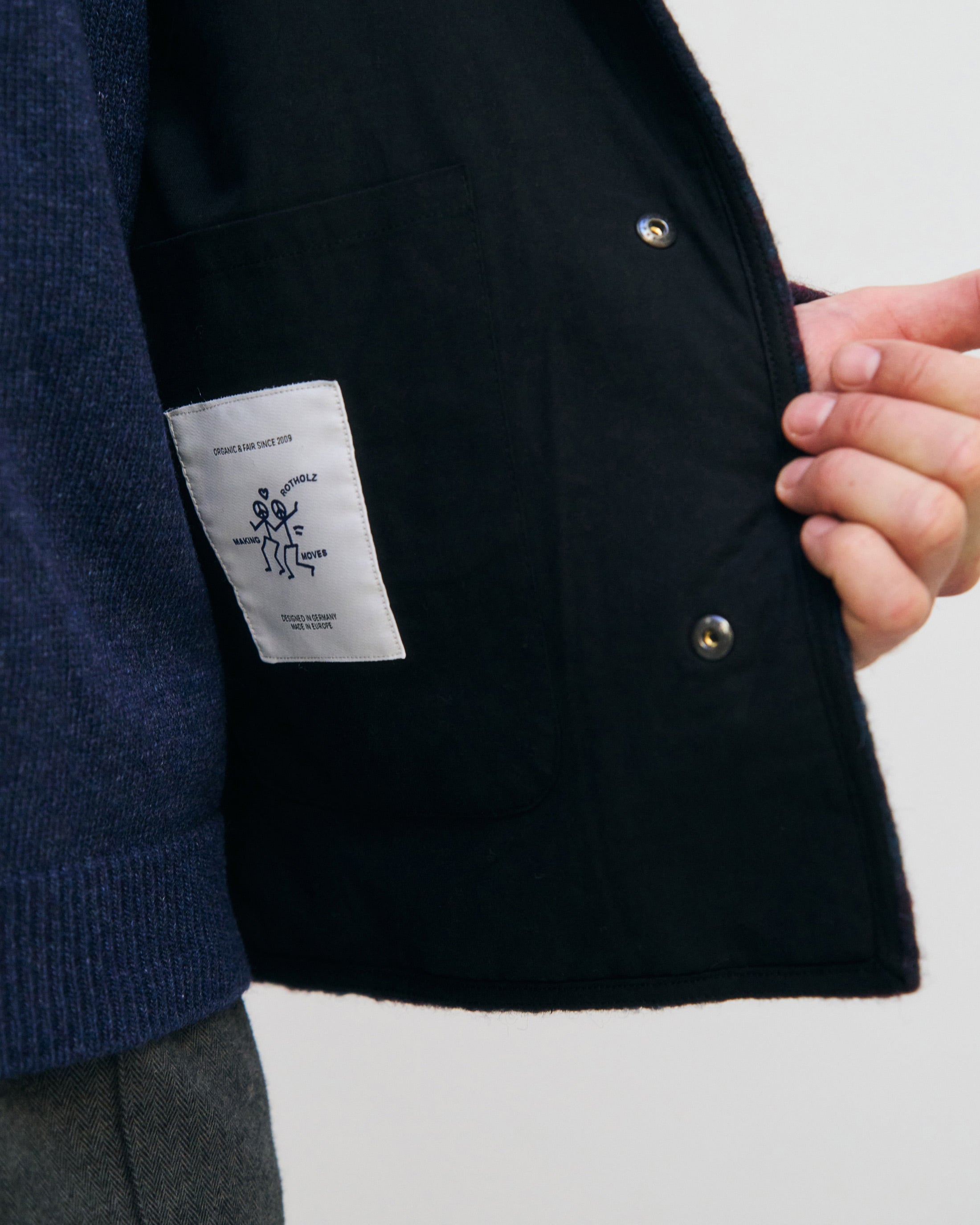 Workwear Jacke Bio Wollmischung - Blau Melange