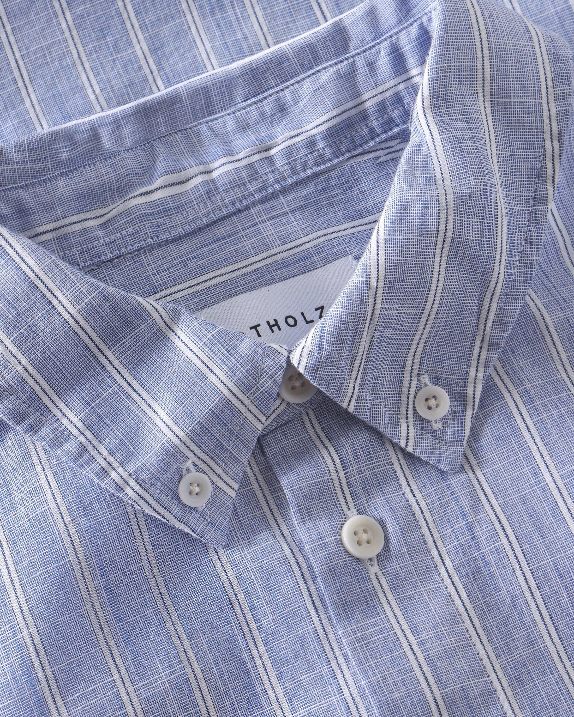 Button-Down Hemd Bio Baumwolle - Blau Gestreift