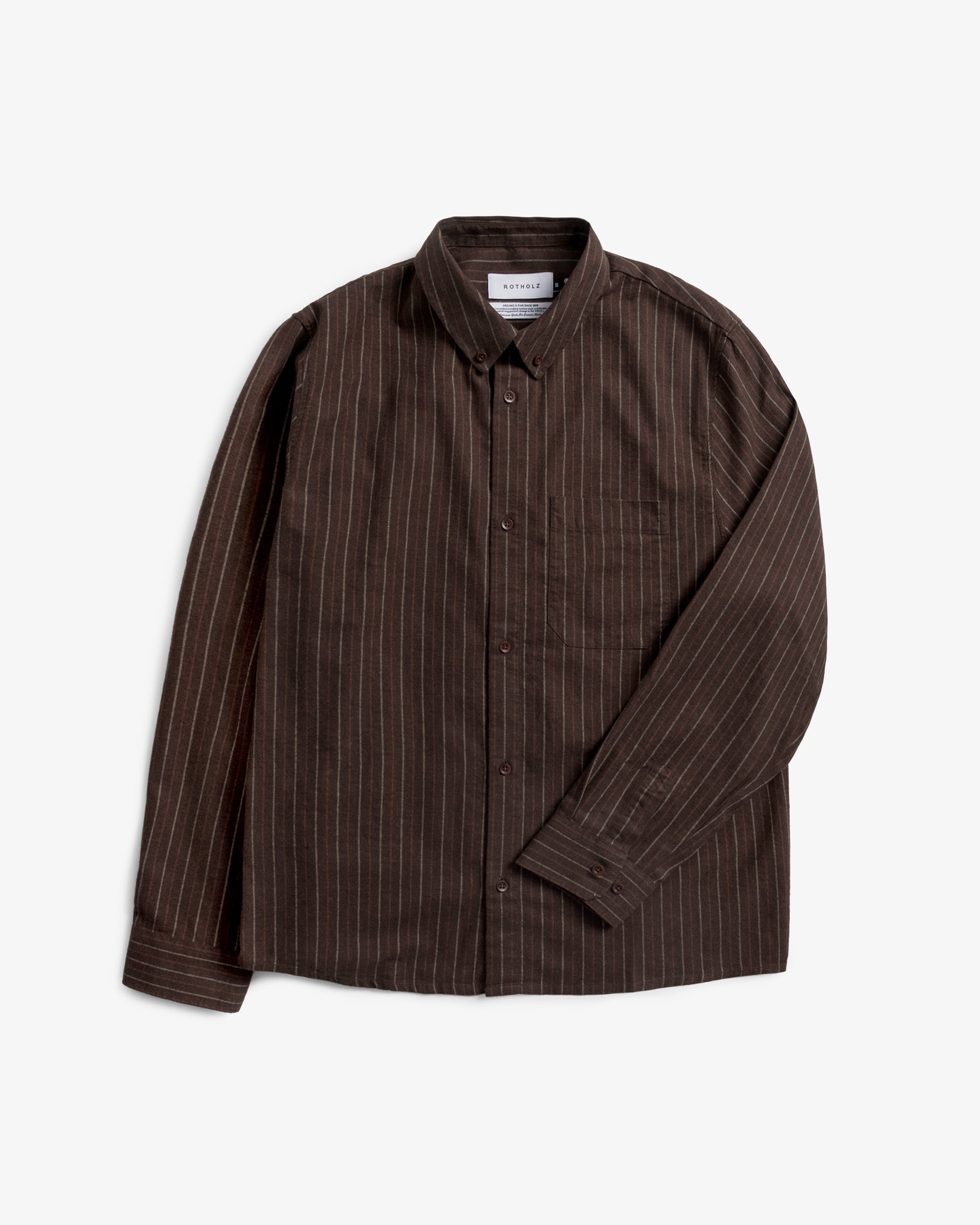 Button-Down Hemd Bio Baumwolle - Braun Gestreift