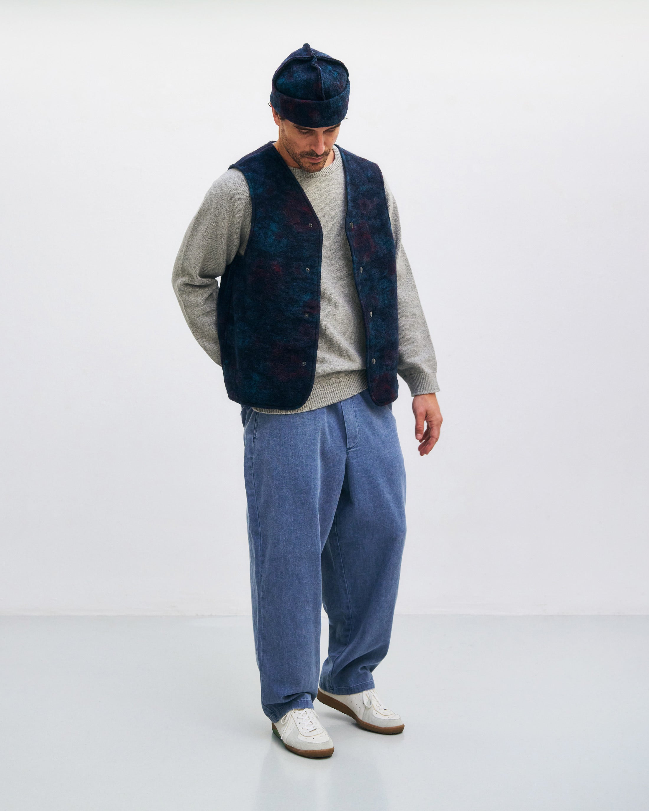 Weste Bio Wollmischung - Blau Melange