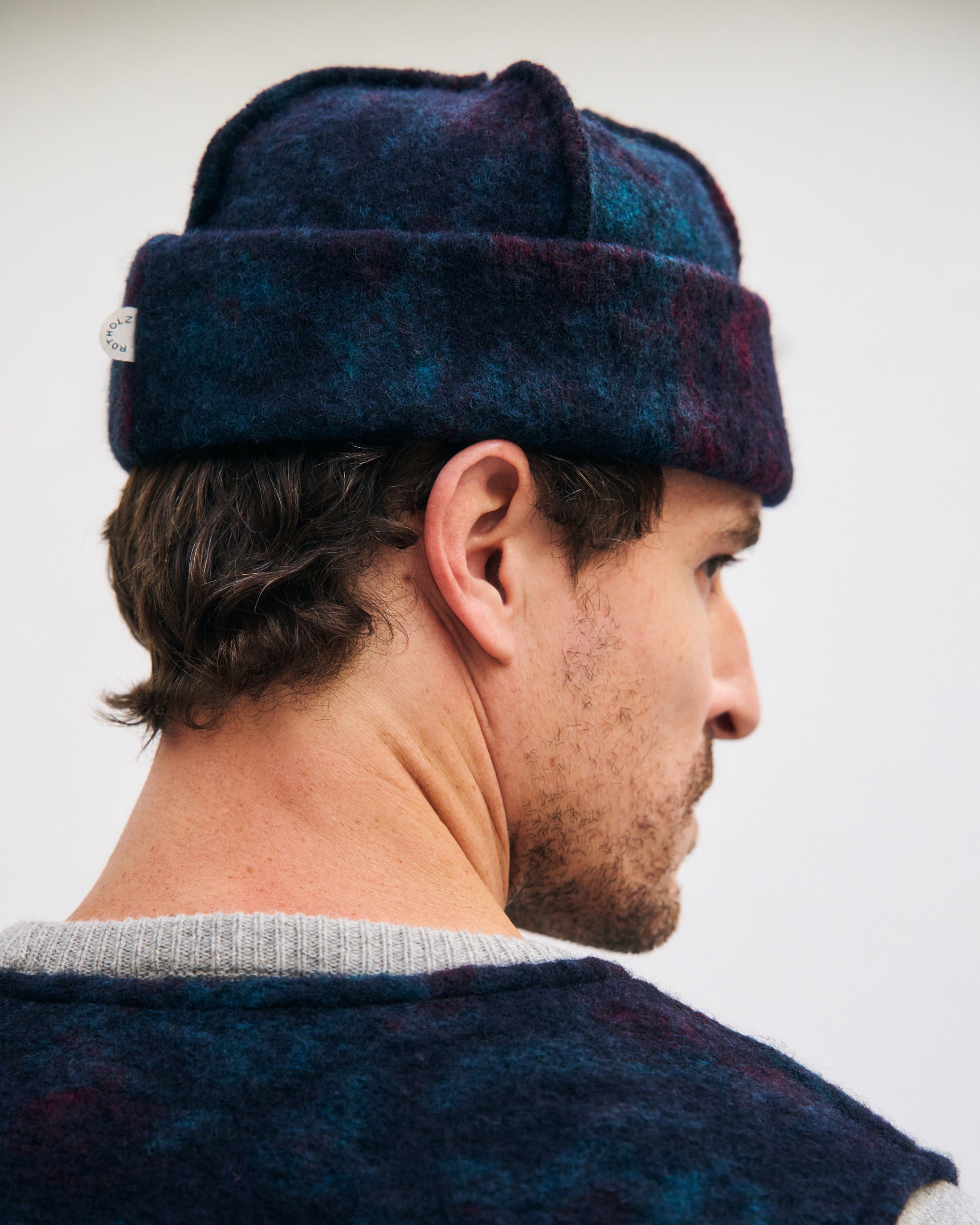 Weste Bio Wollmischung - Blau Melange