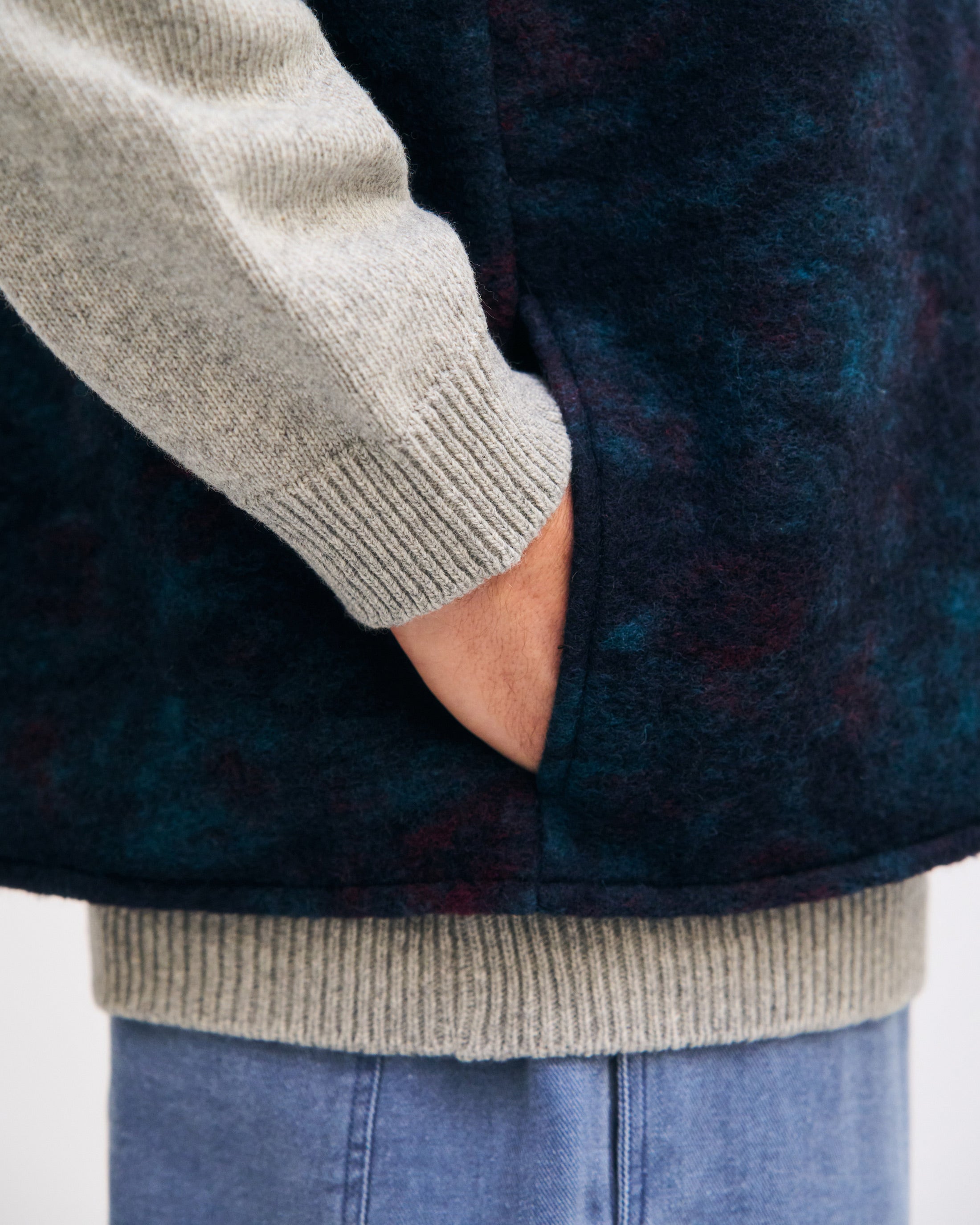 Weste Bio Wollmischung - Blau Melange