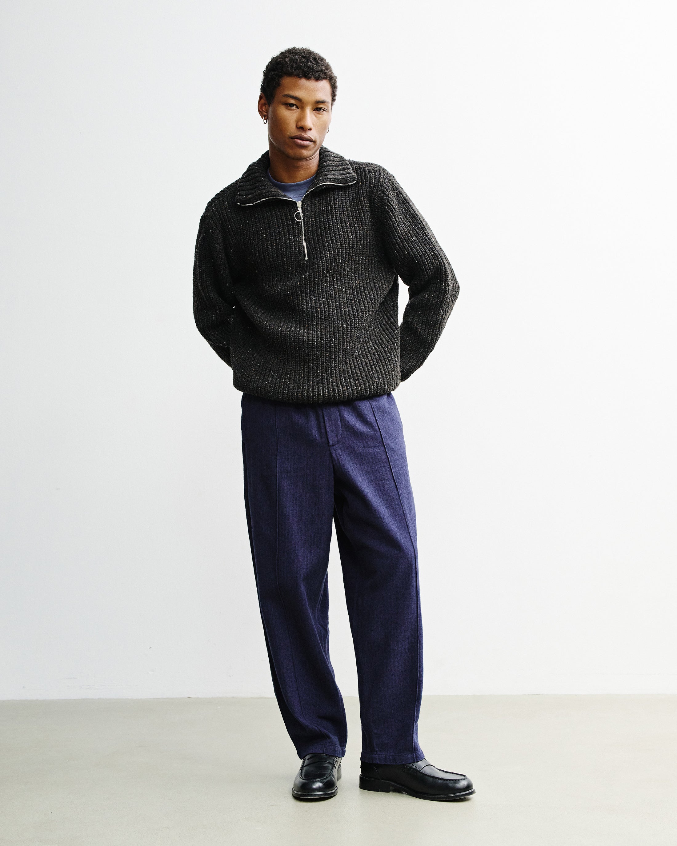 Chunky Strick Troyer Merinowolle - Schwarz