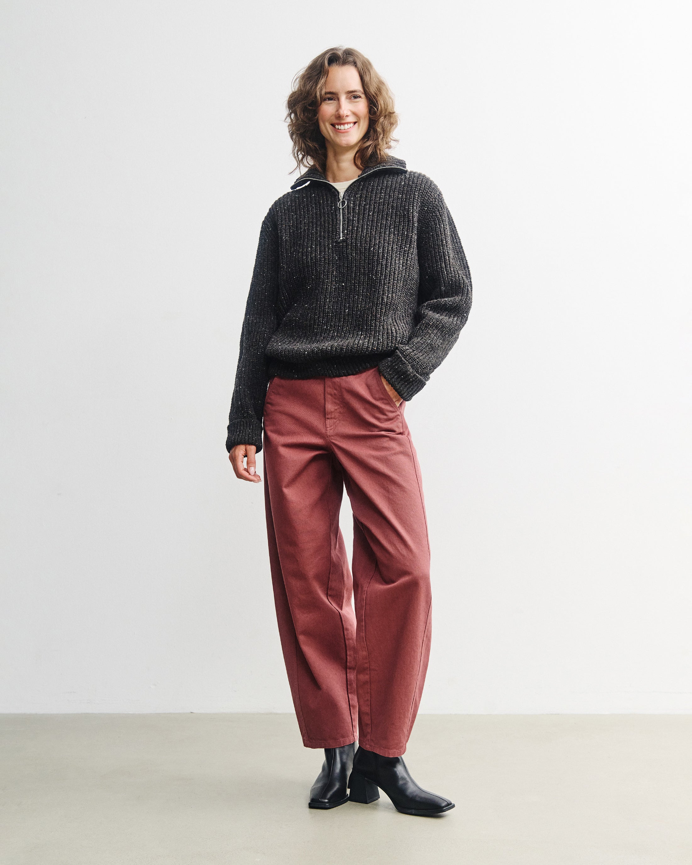 Chunky Strick Troyer Merinowolle - Schwarz