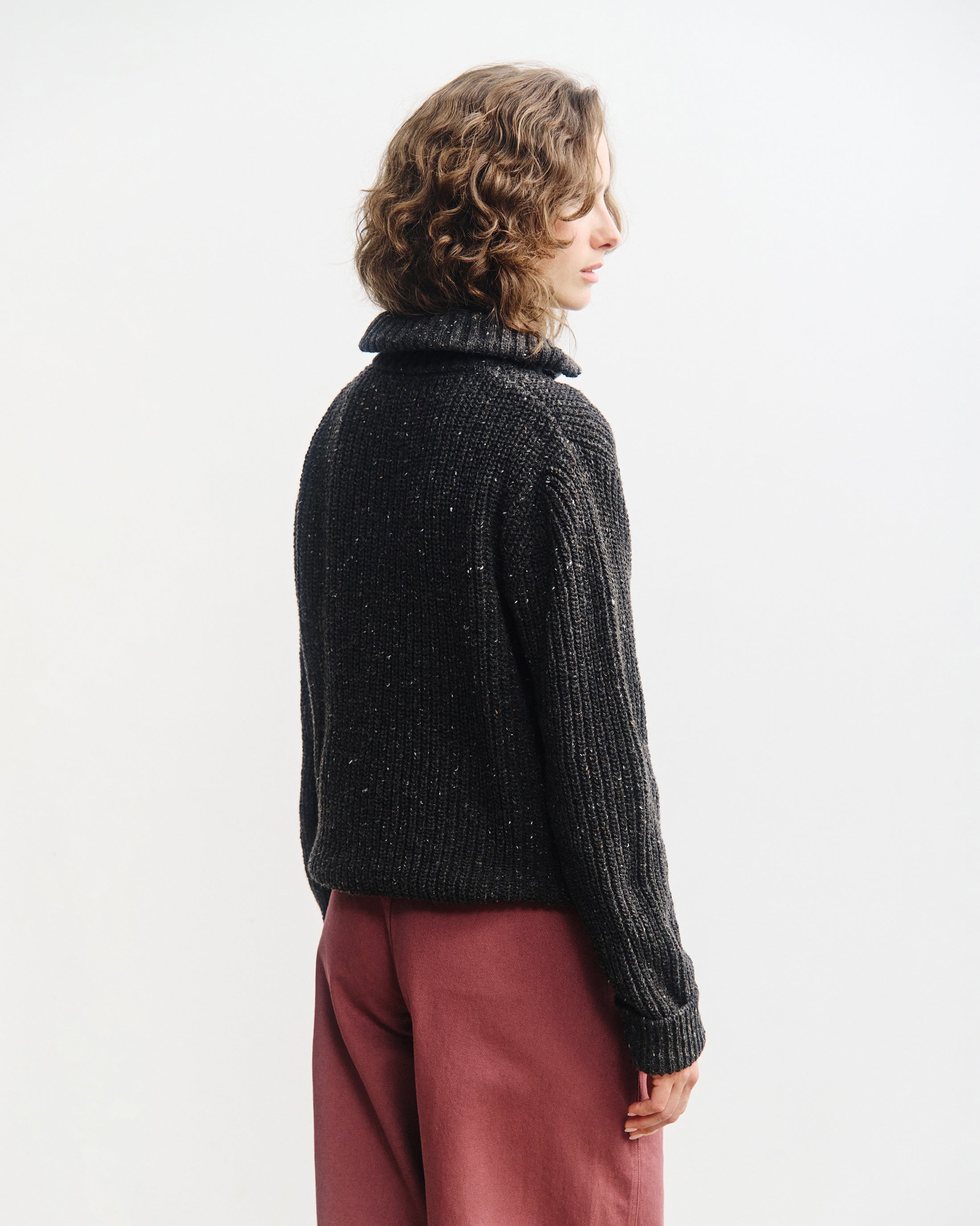 Chunky Strick Troyer Merinowolle - Schwarz