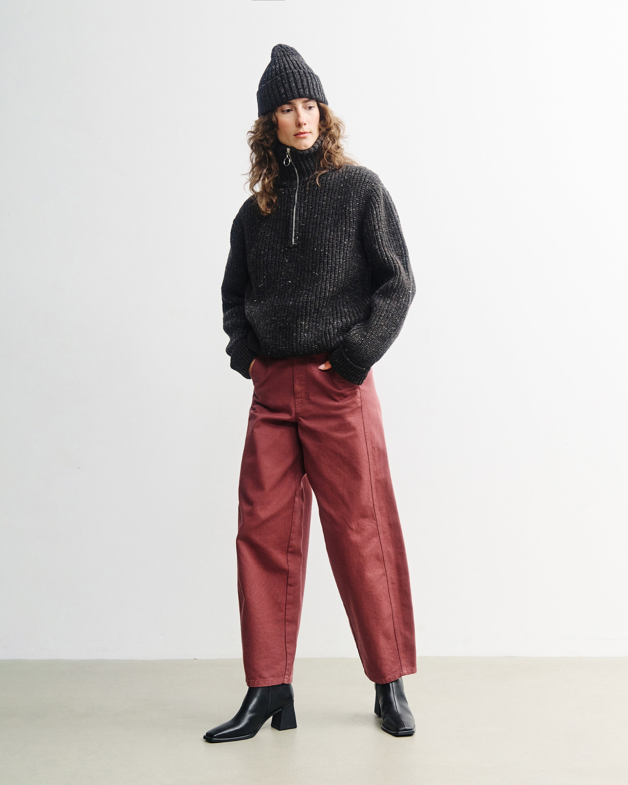 Chunky Strick Troyer Merinowolle - Schwarz