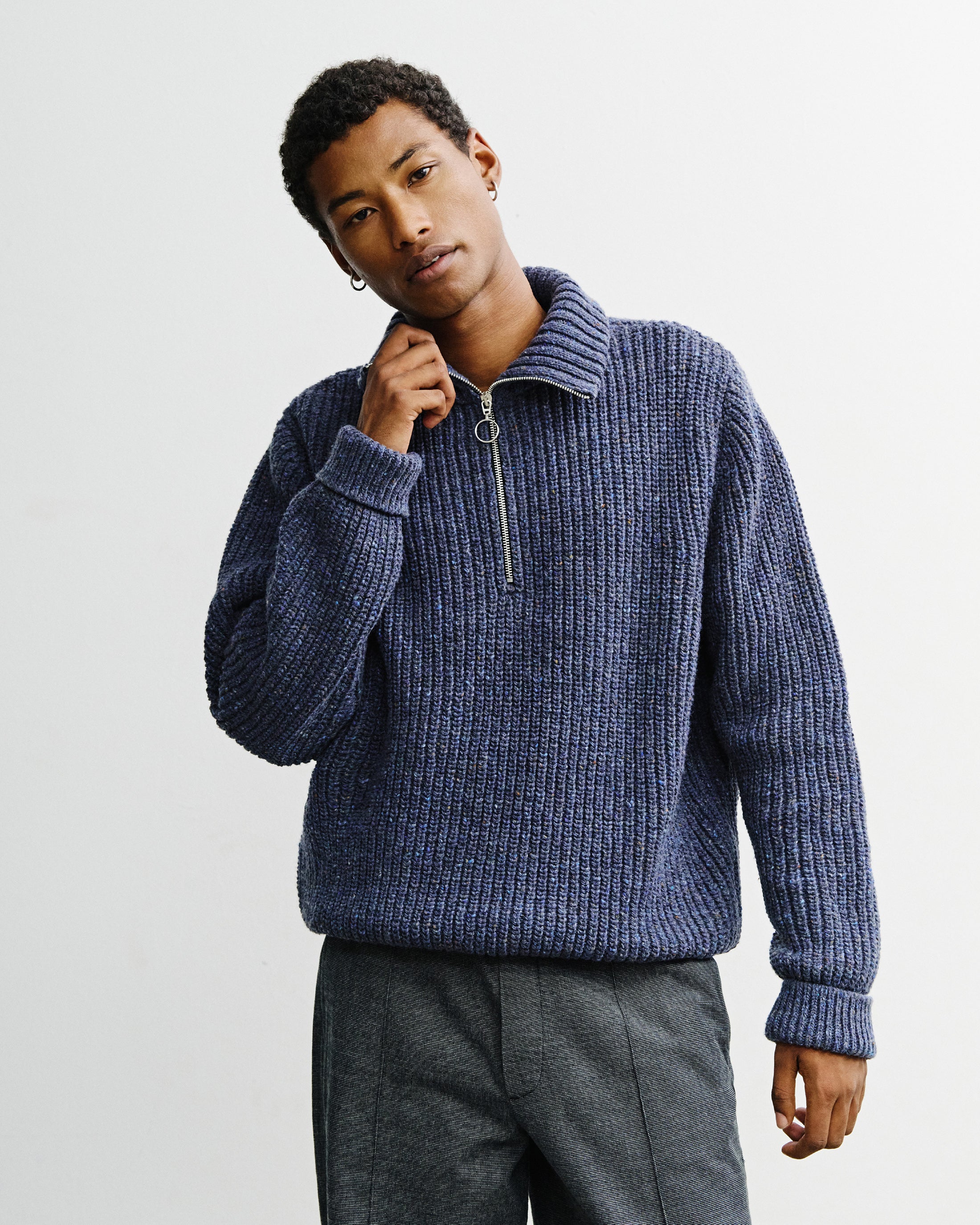 Chunky Strick Troyer Merinowolle - Blau