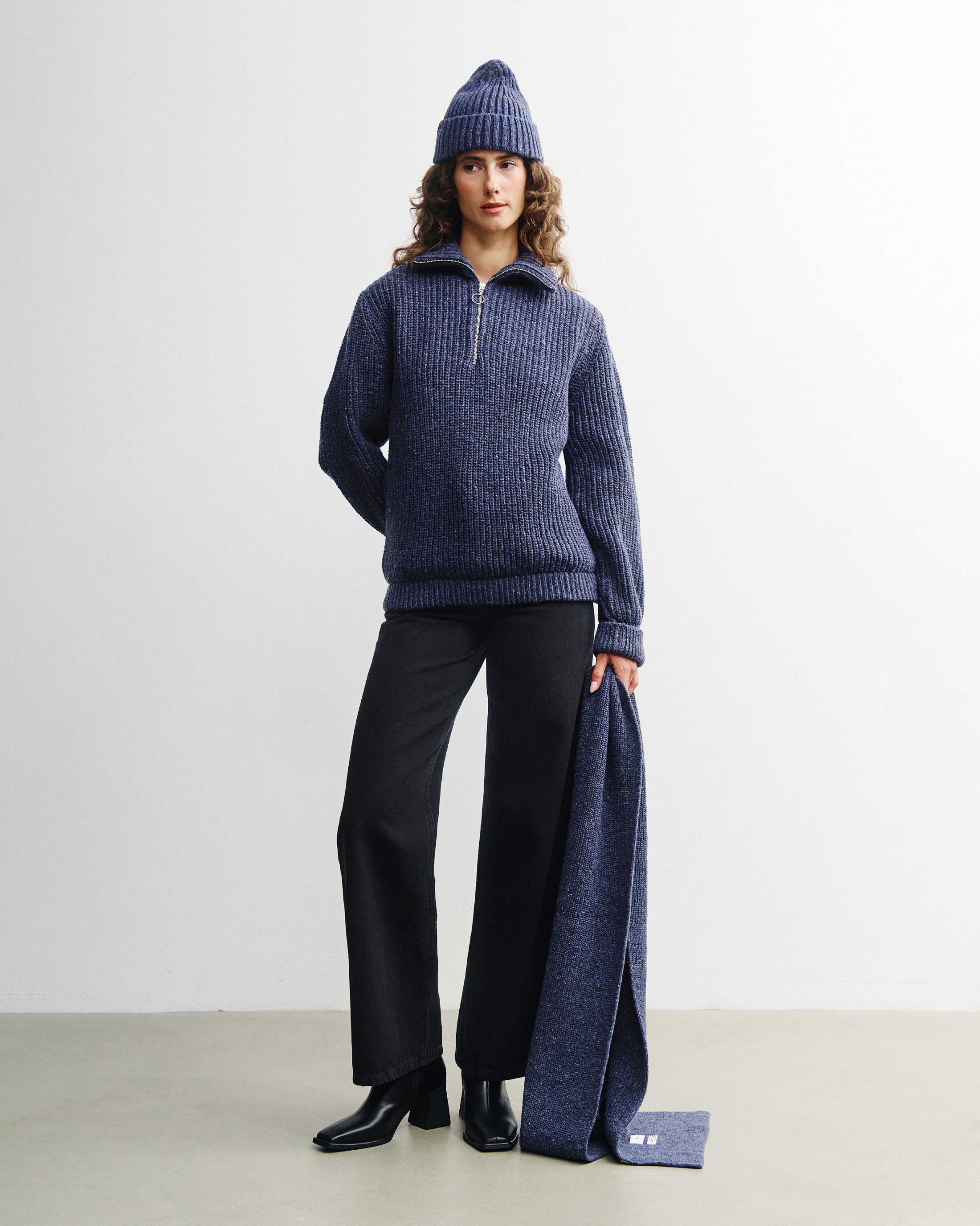 Chunky Strick Troyer Merinowolle - Blau