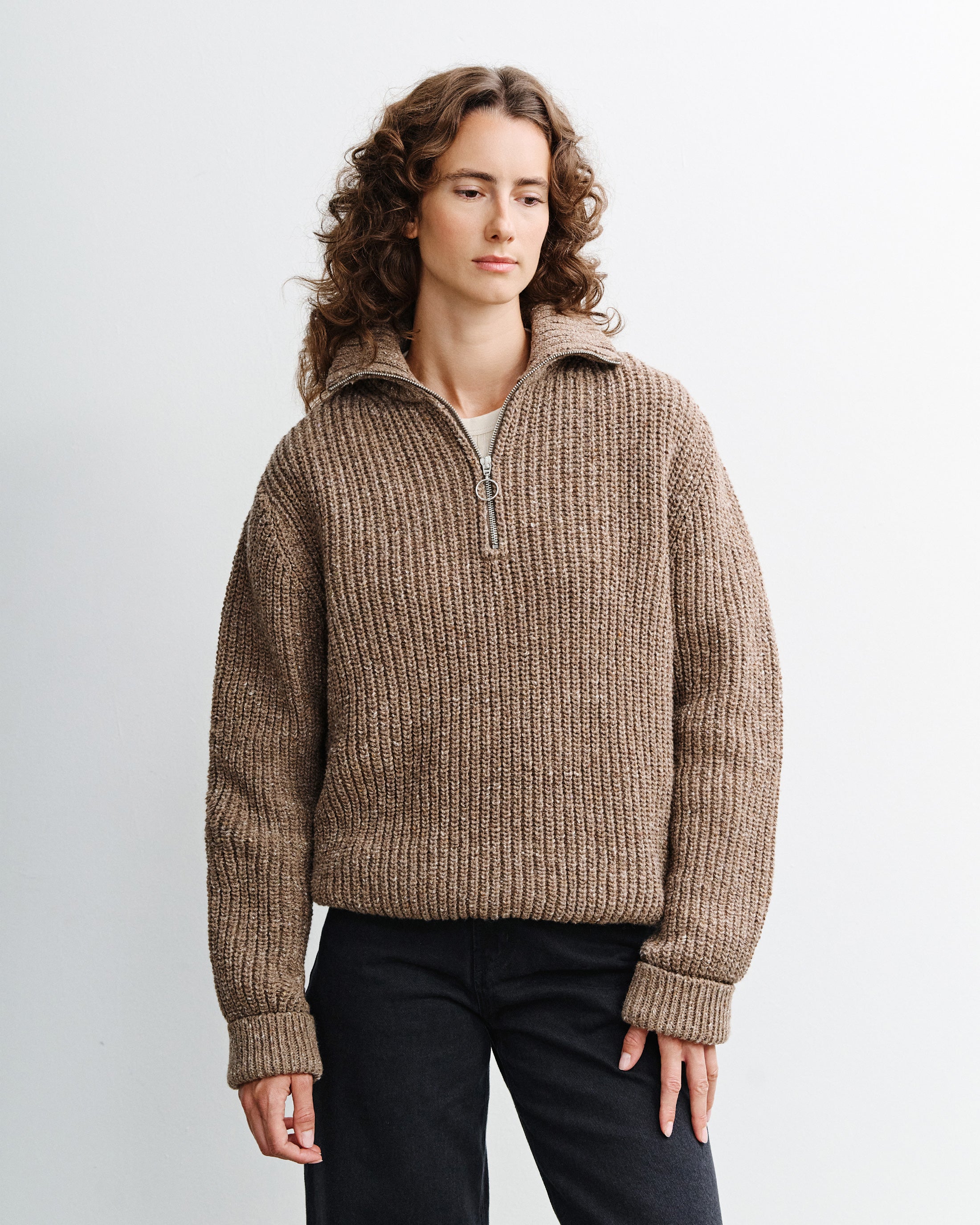 Chunky Strick Troyer Merinowolle - Braun
