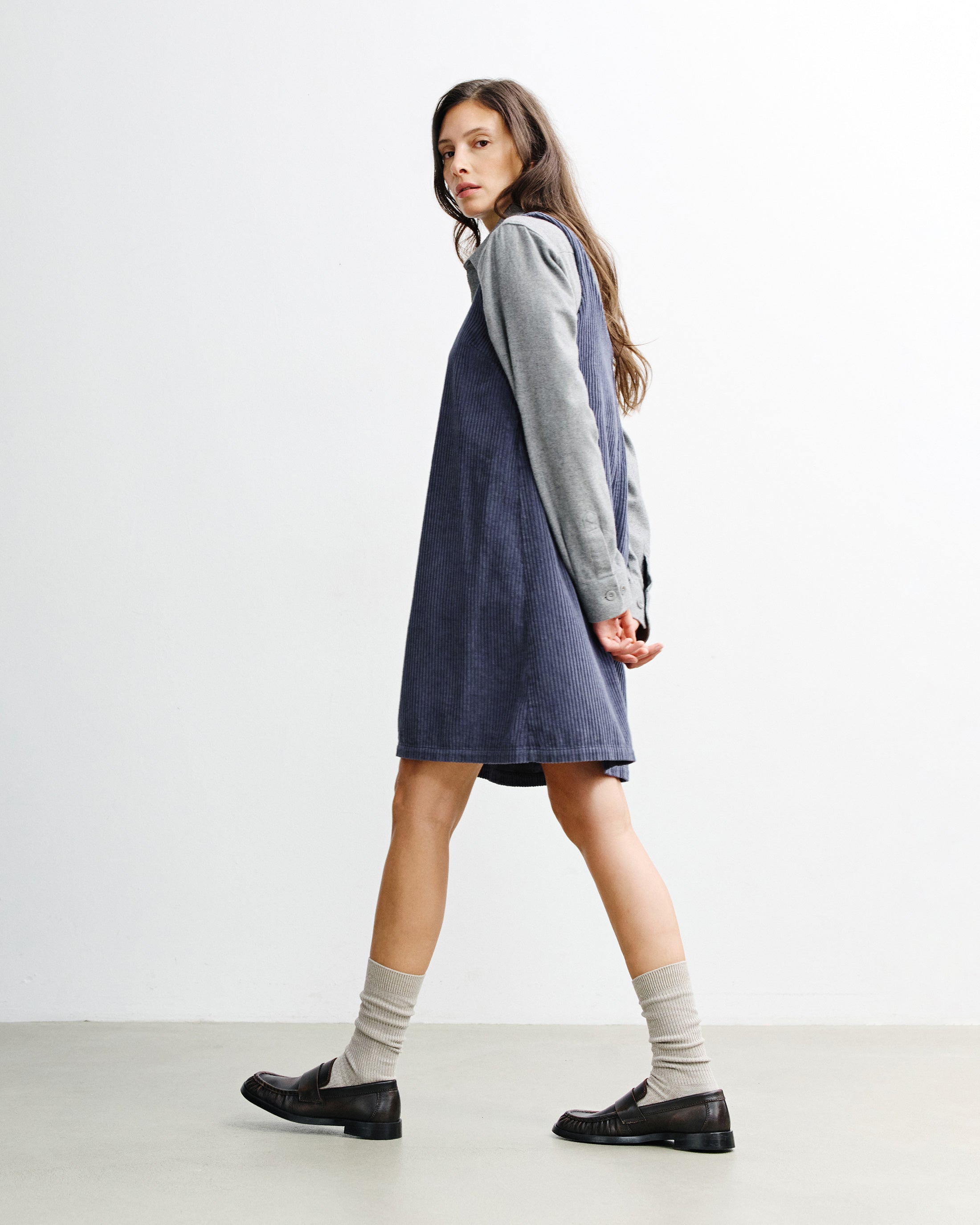 Cord Kleid Bio Baumwolle - Blau