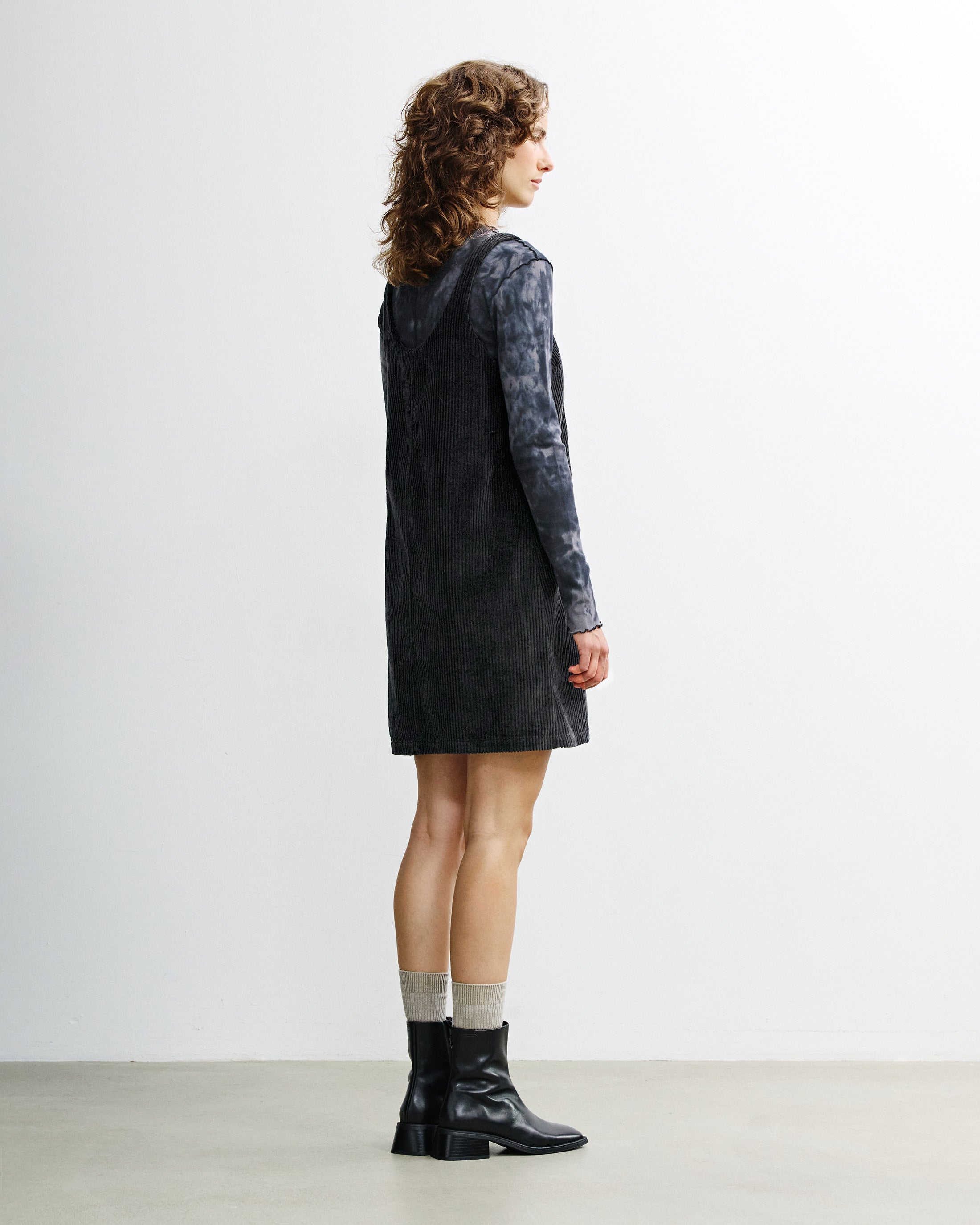 Cord Kleid Bio Baumwolle - Schwarz