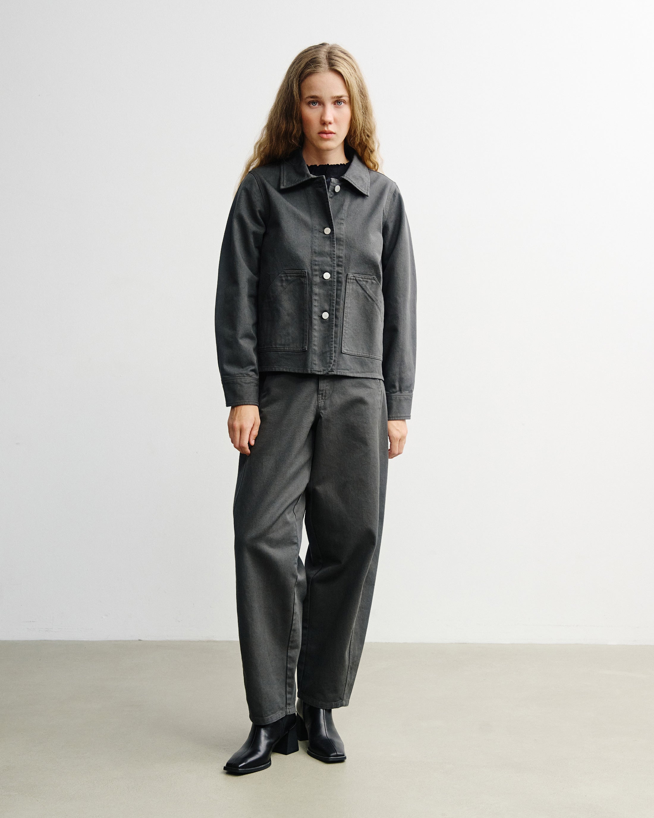 Kurze Jacke Bio Baumwolle - Grau
