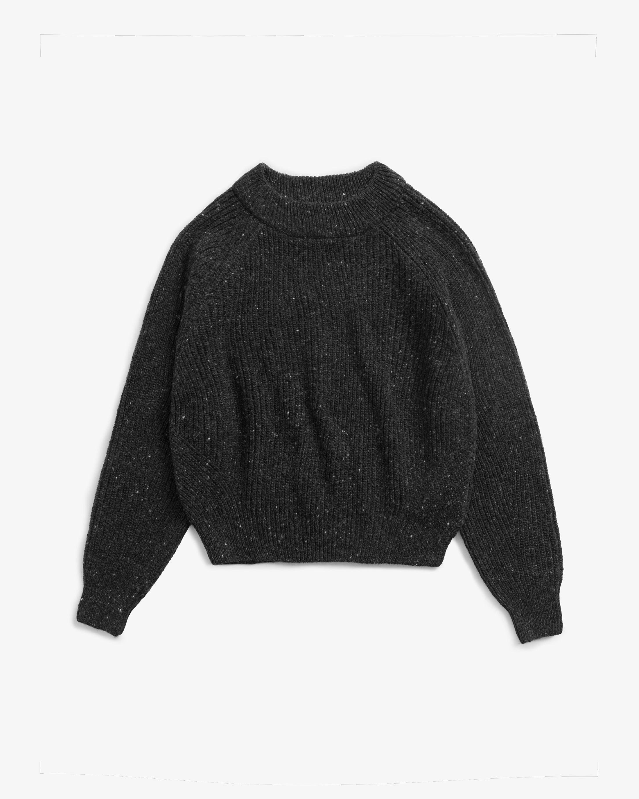 Kurzer Strickpullover Merinowolle - Schwarz