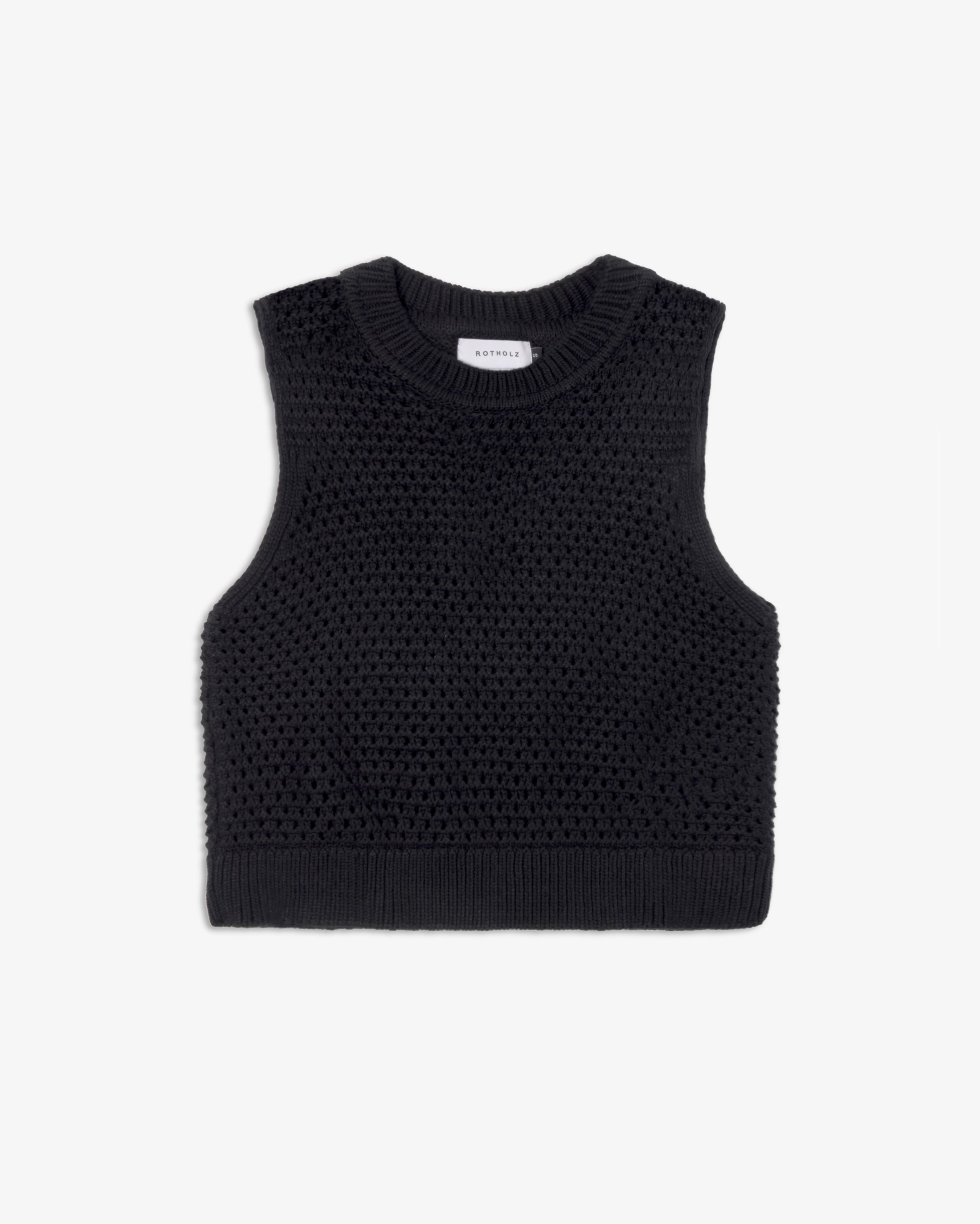 Kurze Strickweste Bio Baumwolle - Schwarz