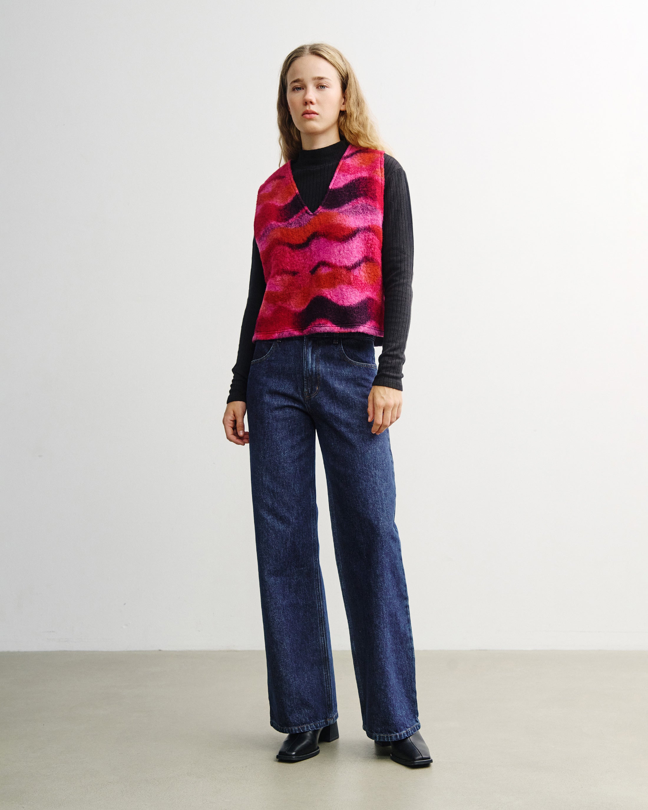 Kurze Weste Bio Wolle - Pink