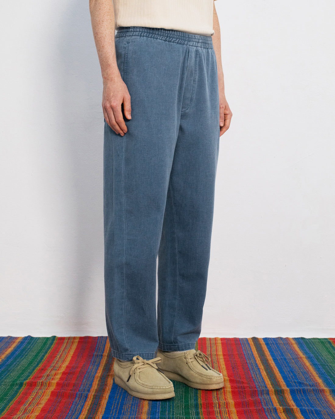 Weite Denim Hose Recycelte Baumwolle - Blau