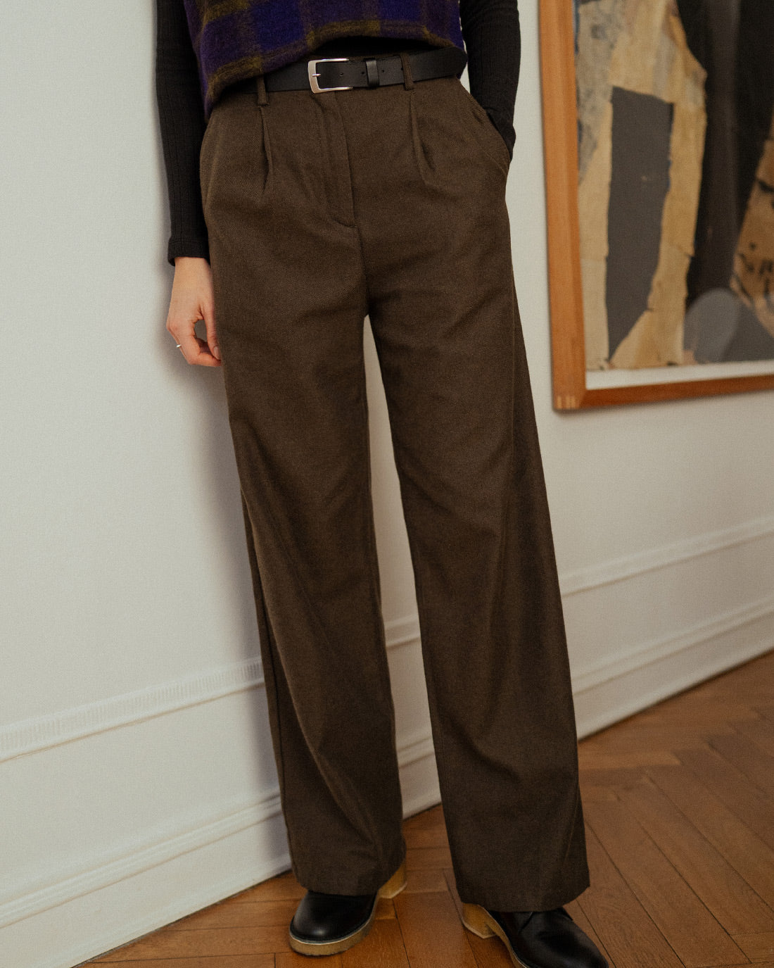 High Waist Flanell Hose Bio Baumwolle - Braun