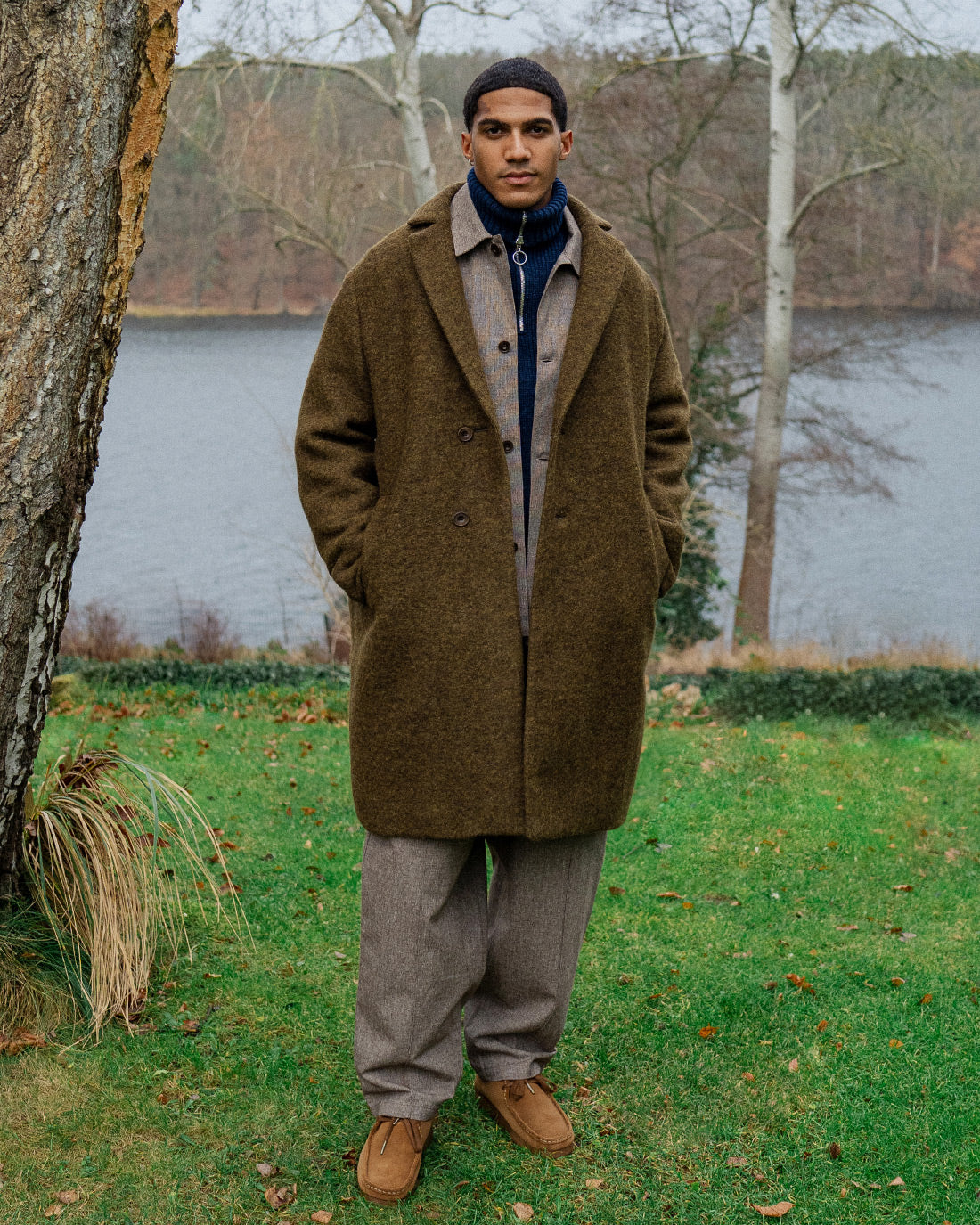 Mantel Bio Wollmischung - Dunkelgrün