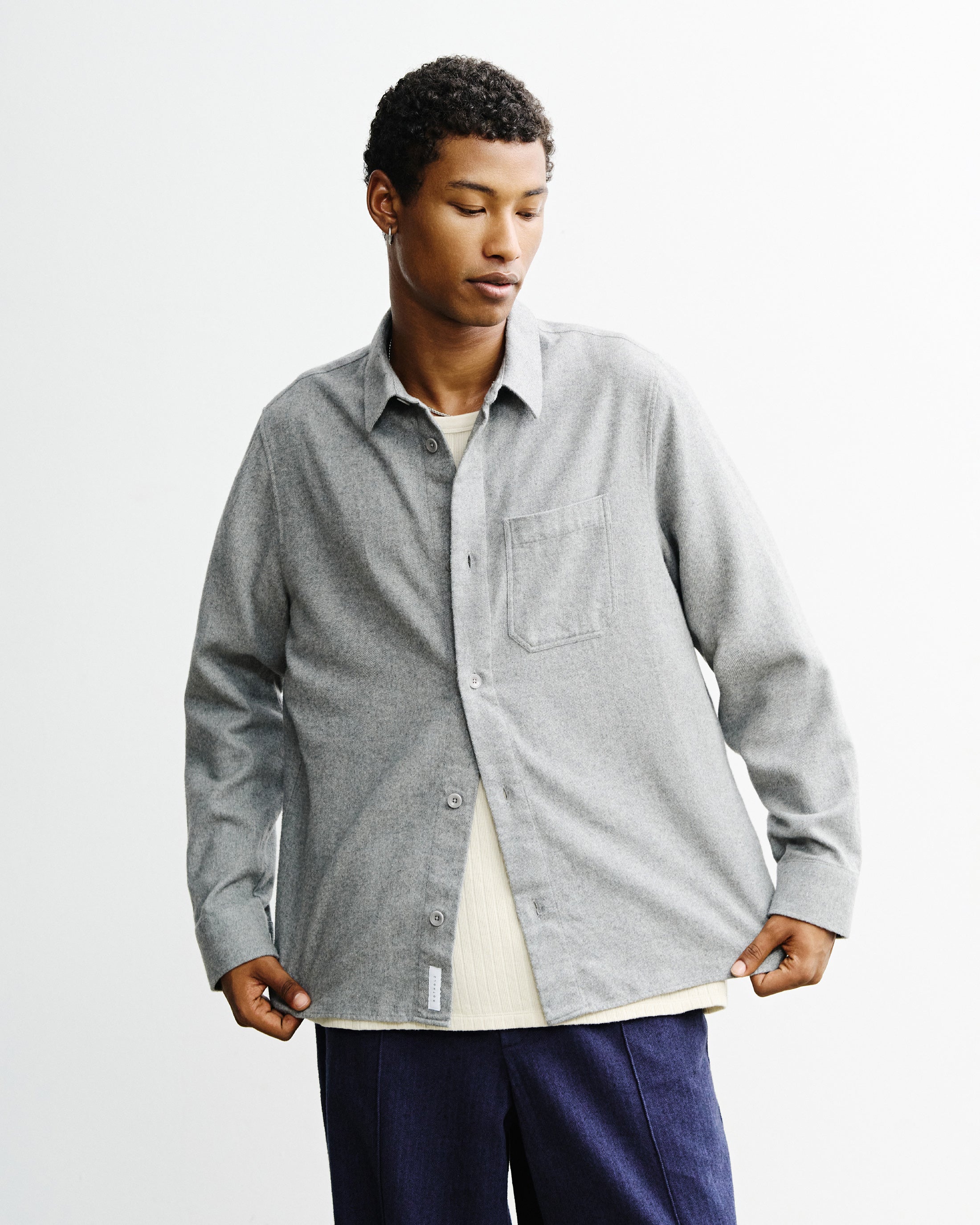 Flanell Hemd Bio Baumwolle - Grau