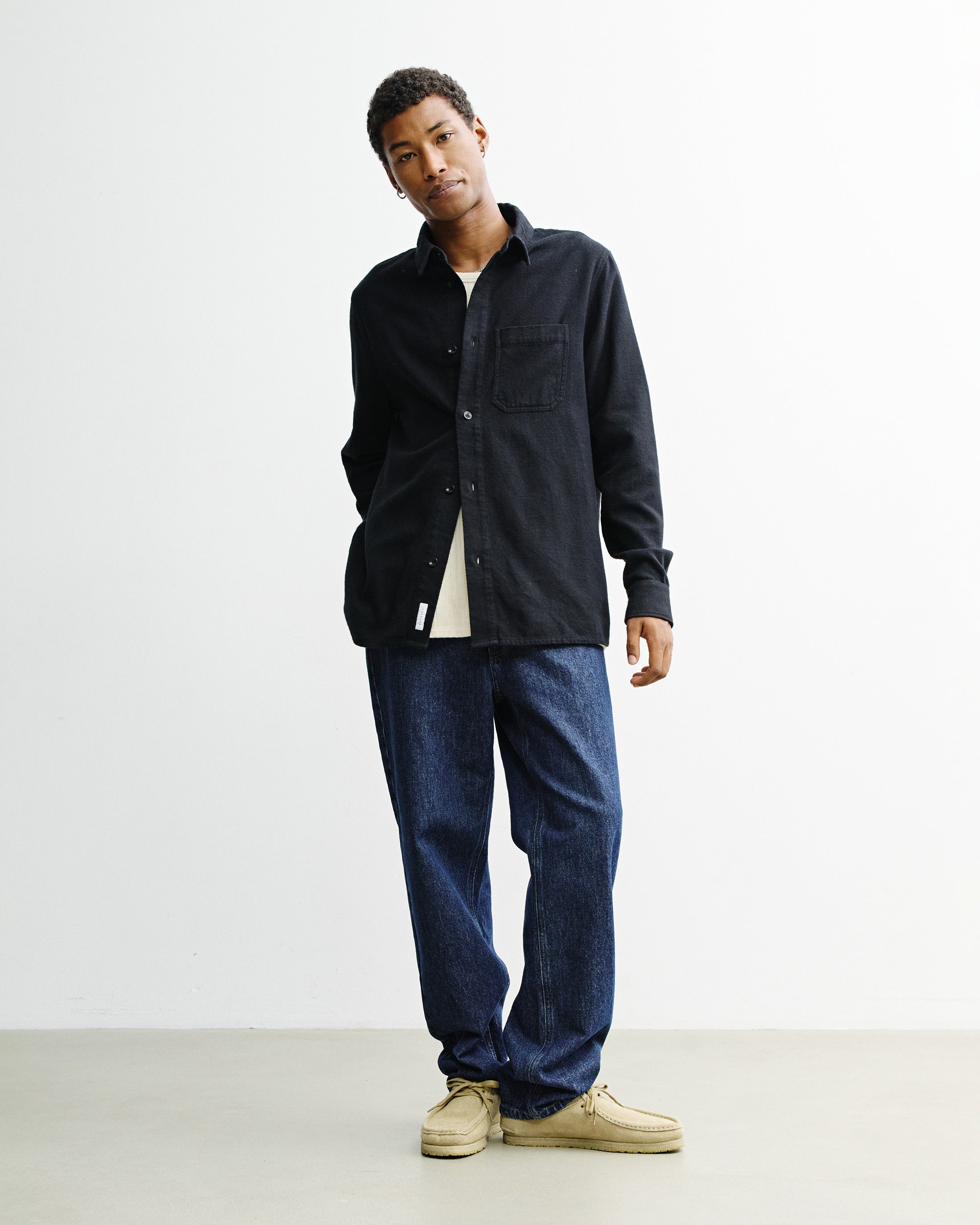 Flanell Hemd Bio Baumwolle - Schwarz