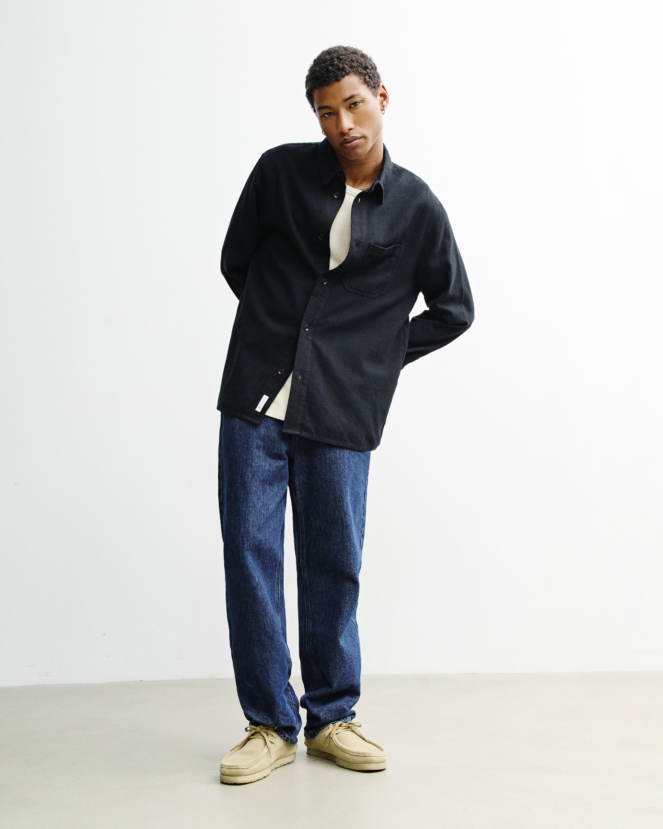 Flanell Hemd Bio Baumwolle - Schwarz