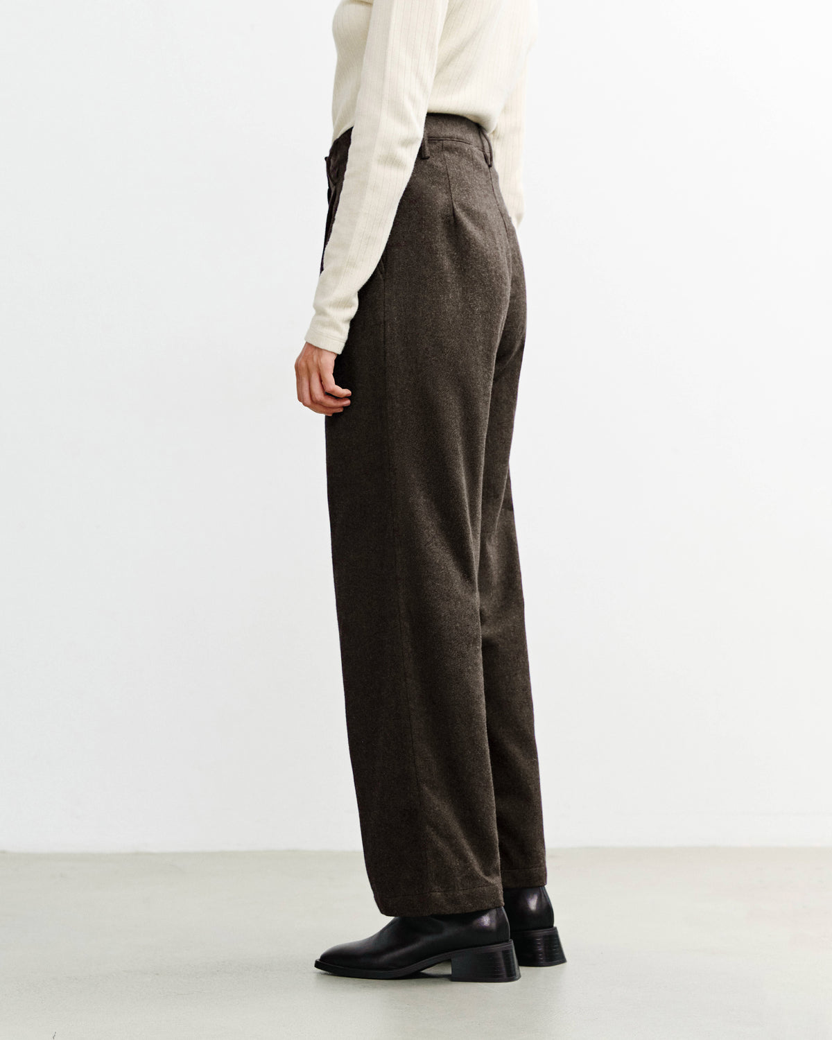 High-Waist Flanellhose Bio Baumwolle - Braun