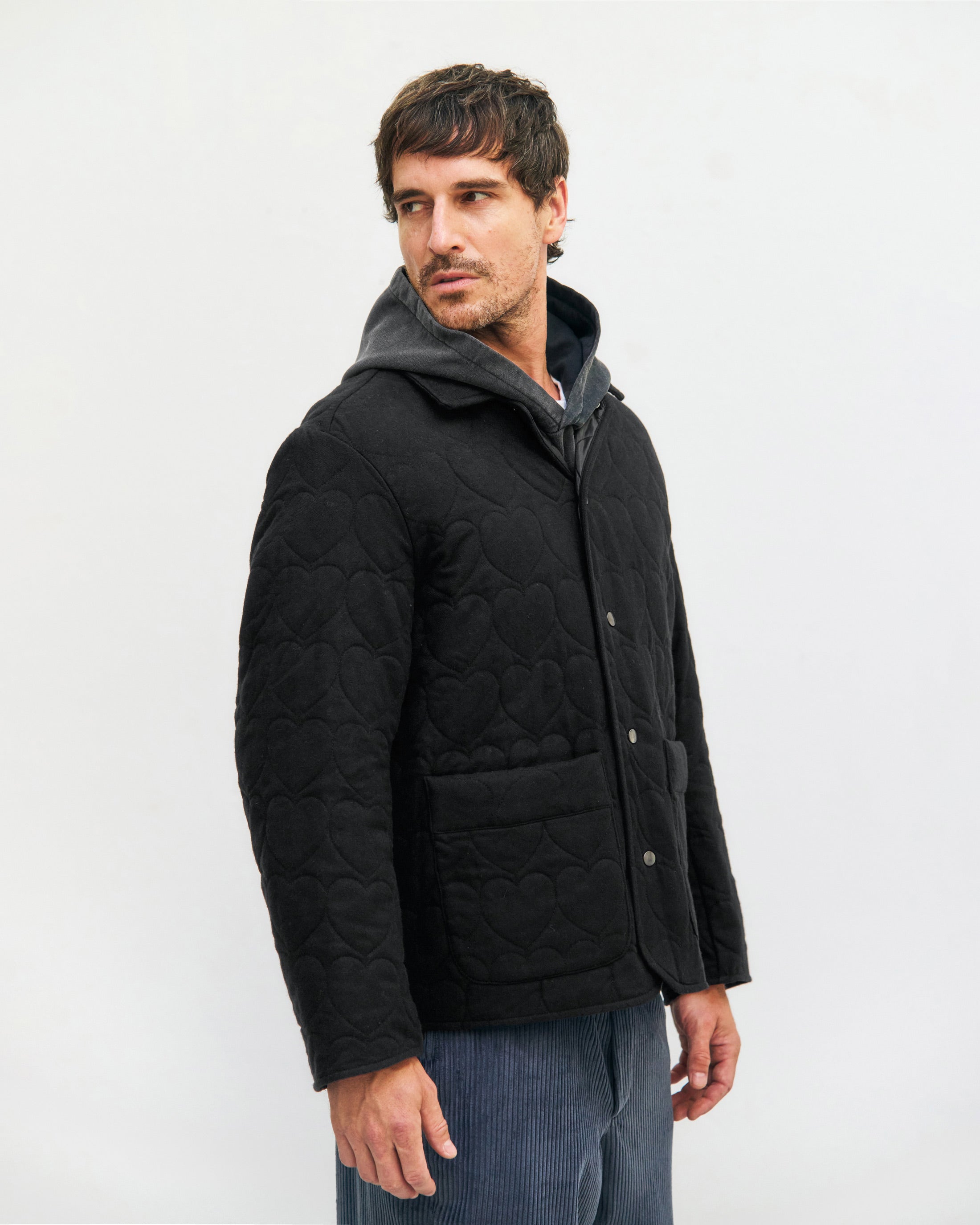 Flanell Steppjacke Bio Baumwolle - Schwarz