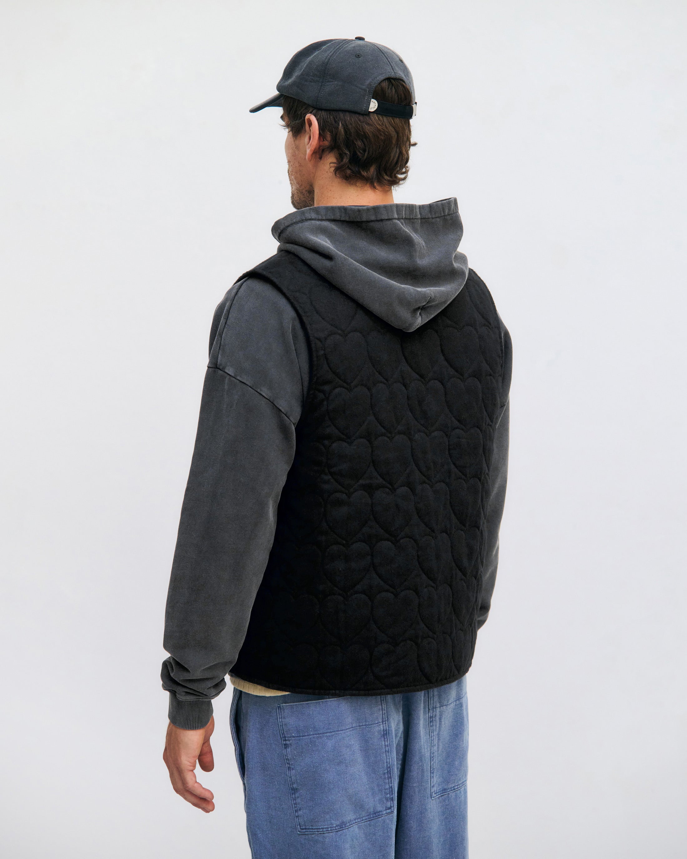 Flanell Steppweste Bio Baumwolle - Schwarz