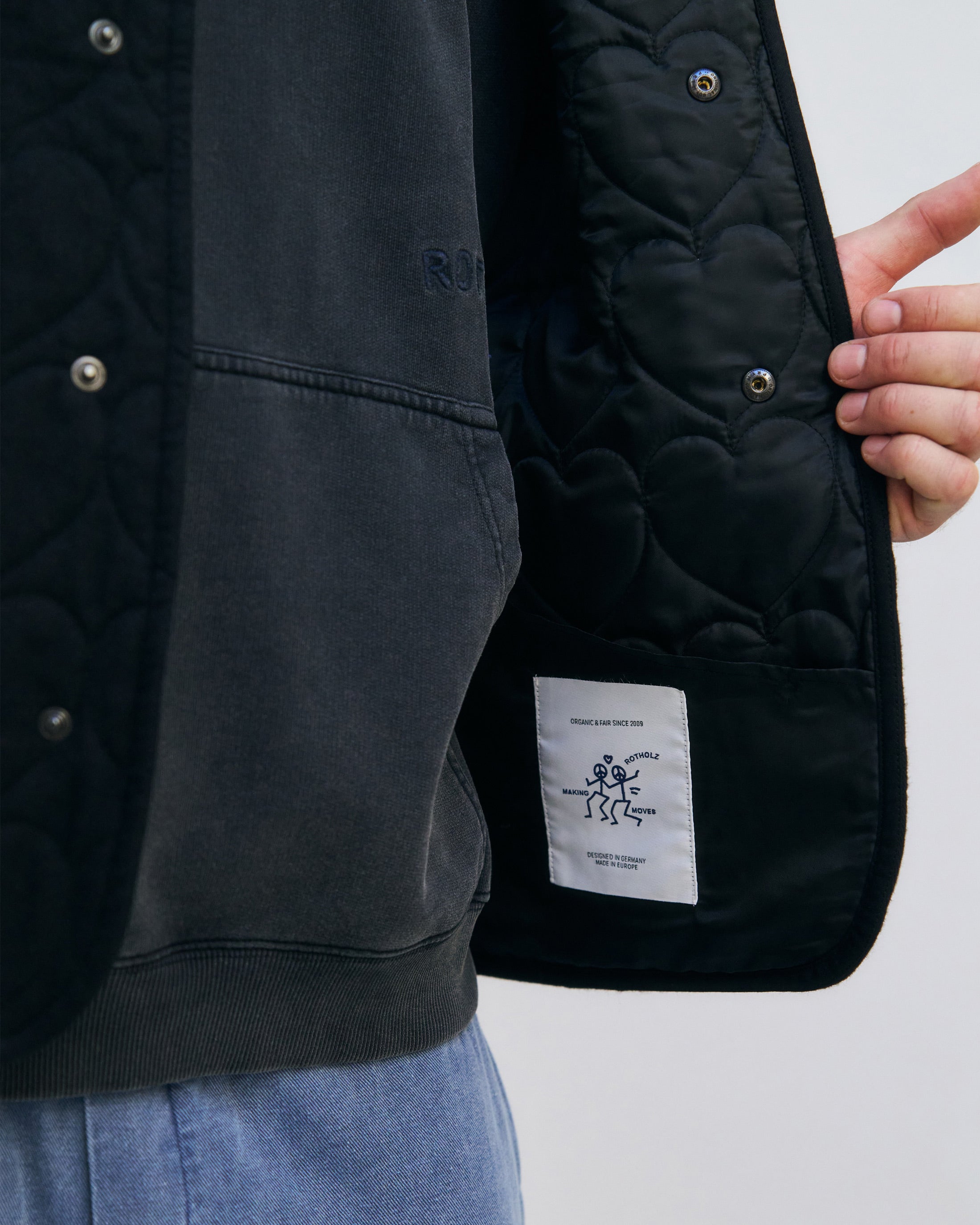 Flanell Steppweste Bio Baumwolle - Schwarz