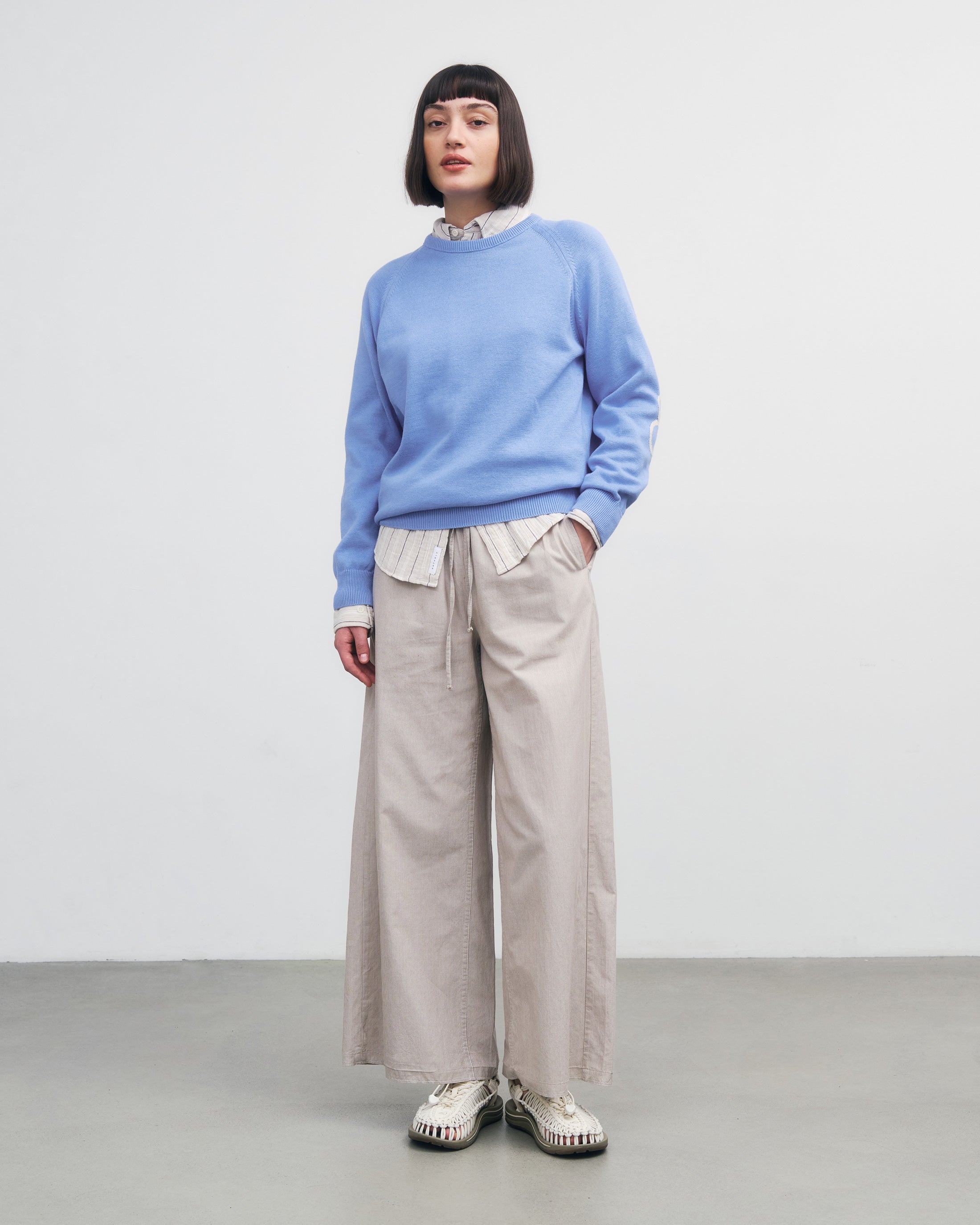 Flower Strickpullover Bio Baumwolle - Blau