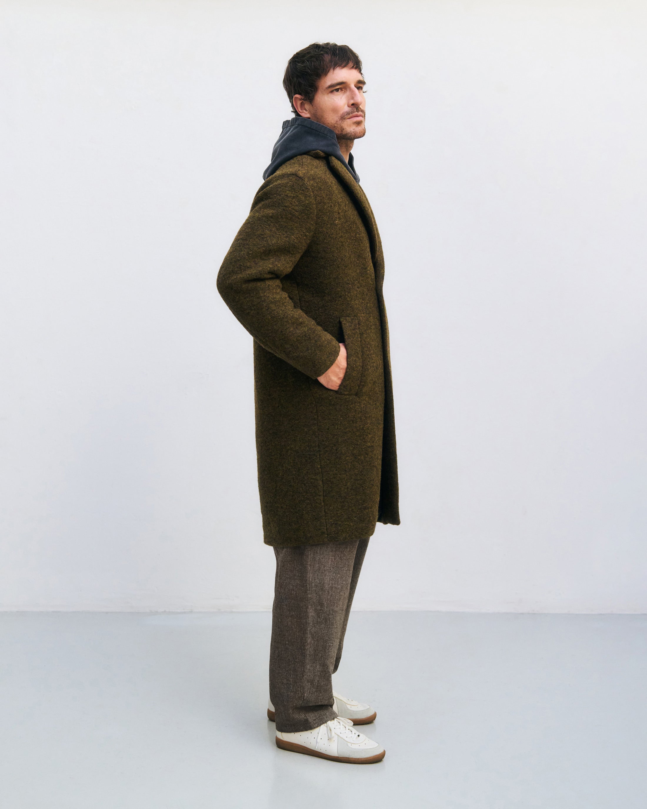 Mantel Bio Wollmischung - Dunkelgrün