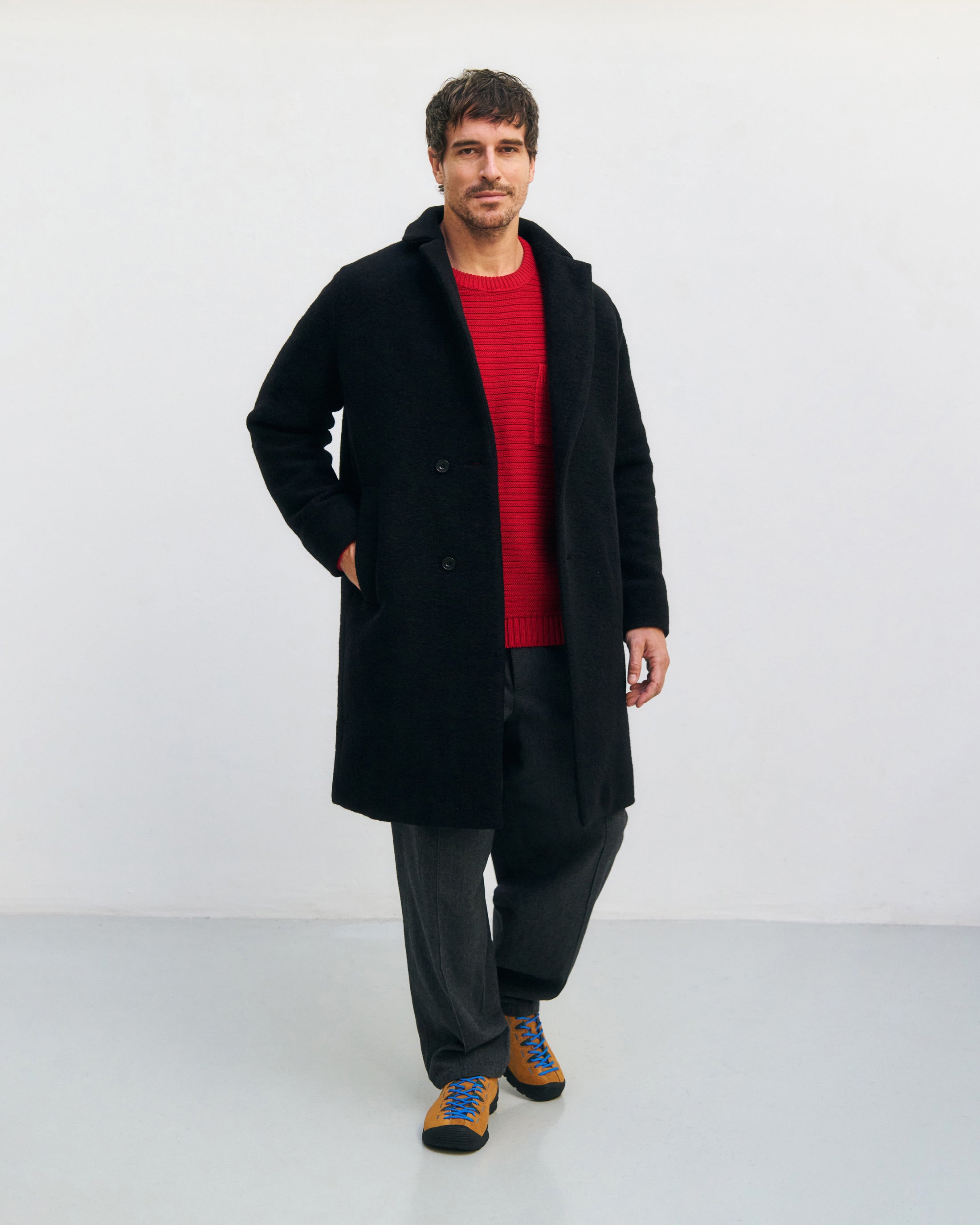 Mantel Bio Wollmischung - Schwarz