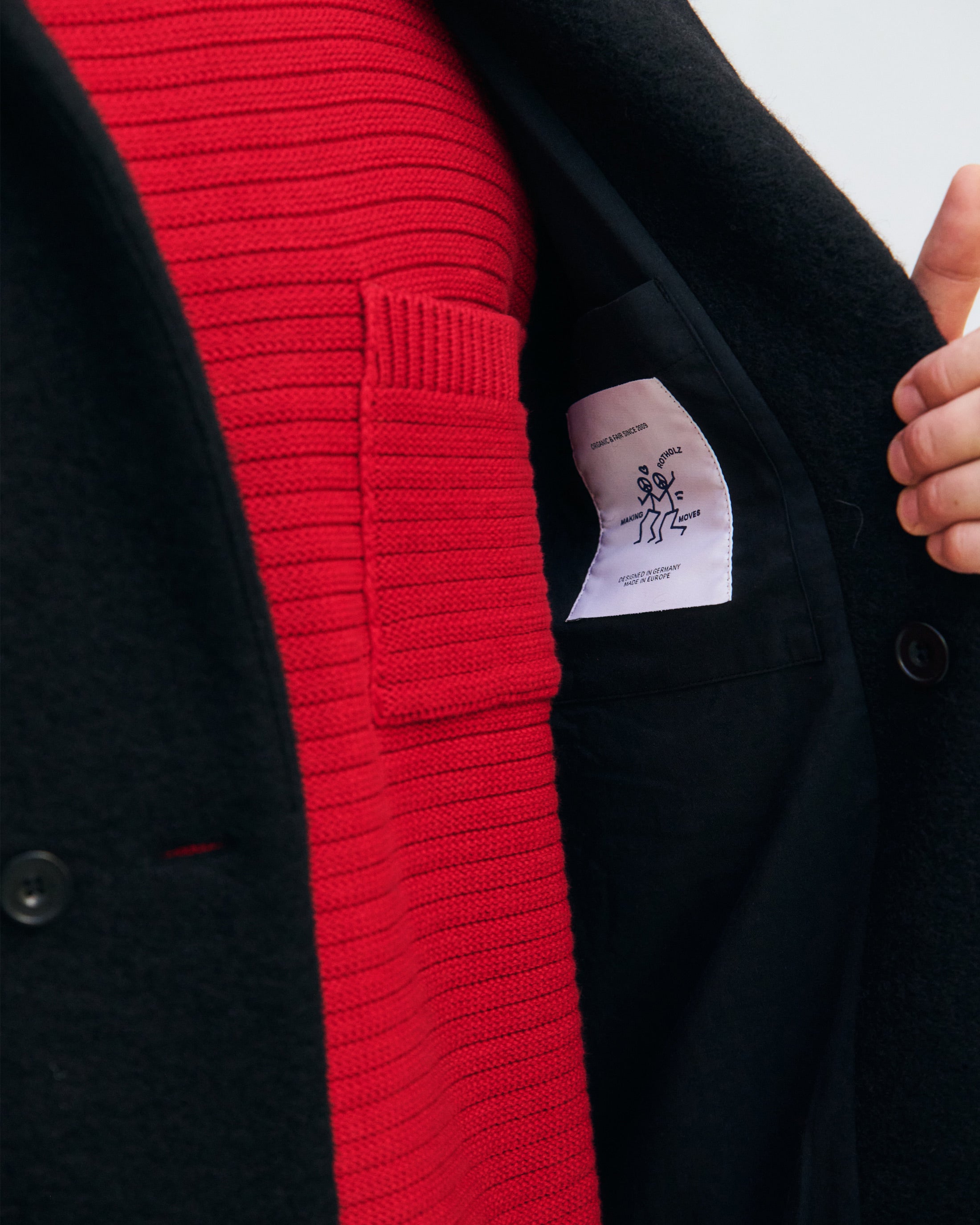 Mantel Bio Wollmischung - Schwarz