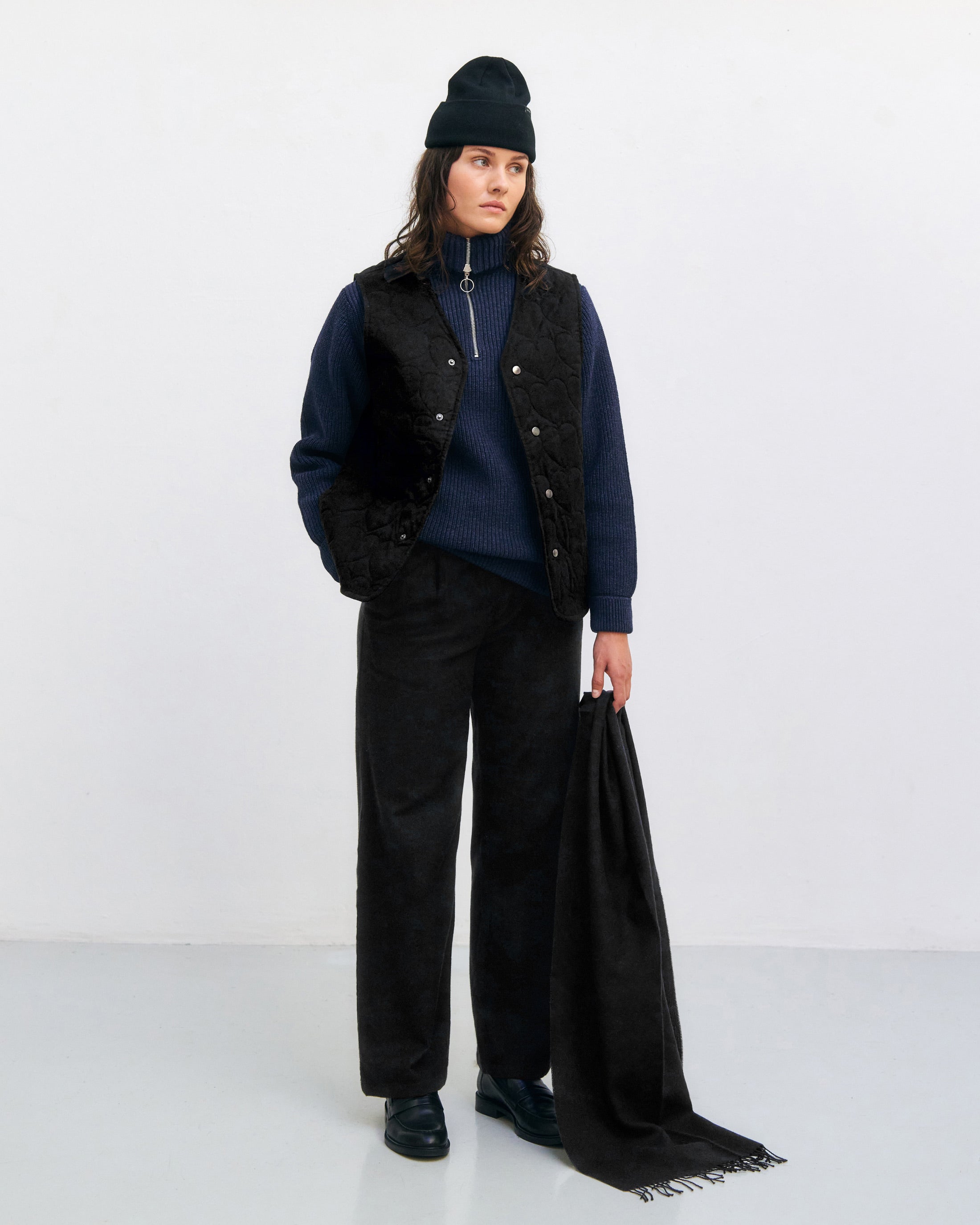 Schwerer Strick Troyer Recycelte Wolle - Dunkelblau