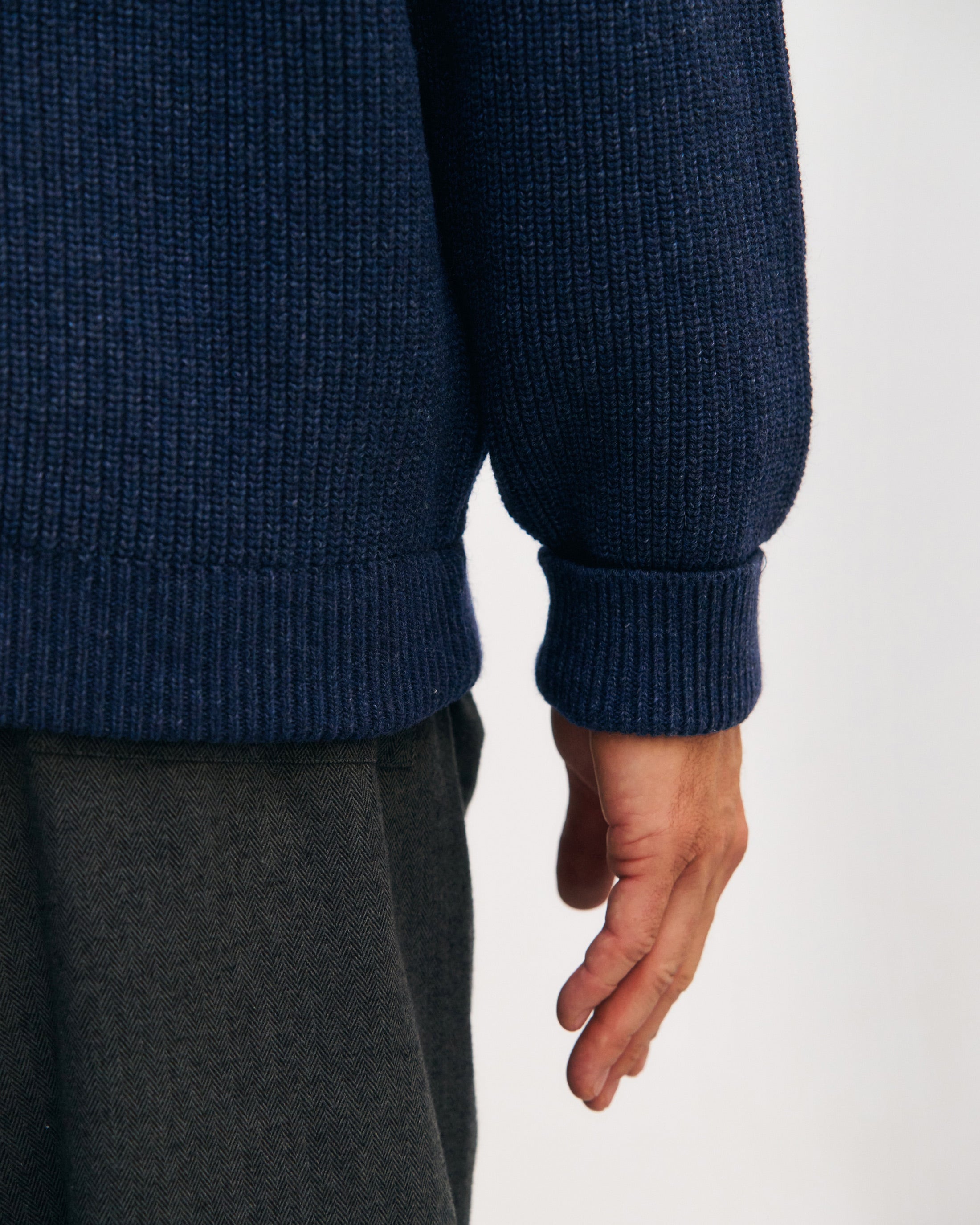 Schwerer Strick Troyer Recycelte Wolle - Dunkelblau