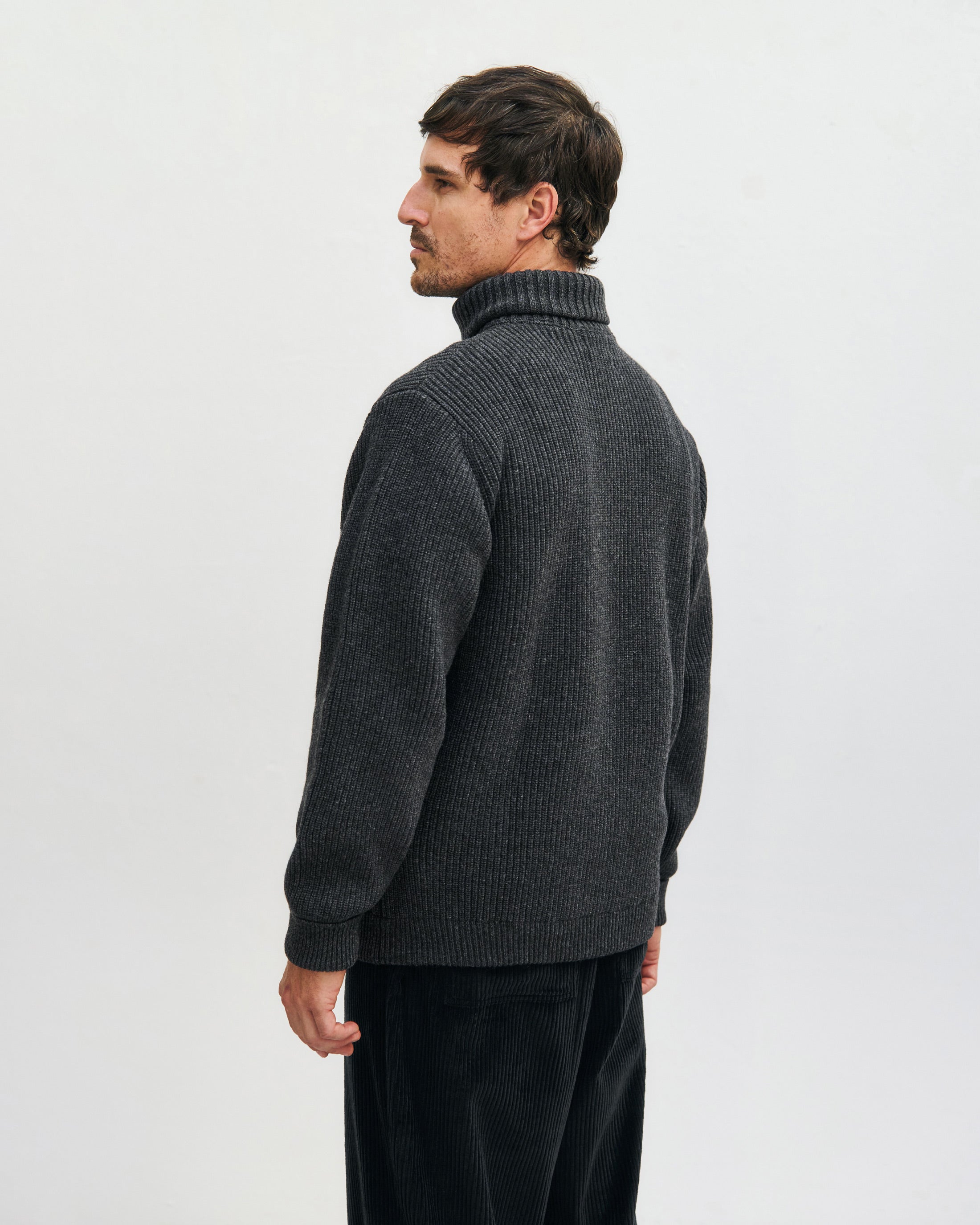 Schwerer Strick Troyer Recycelte Wolle - Anthrazit