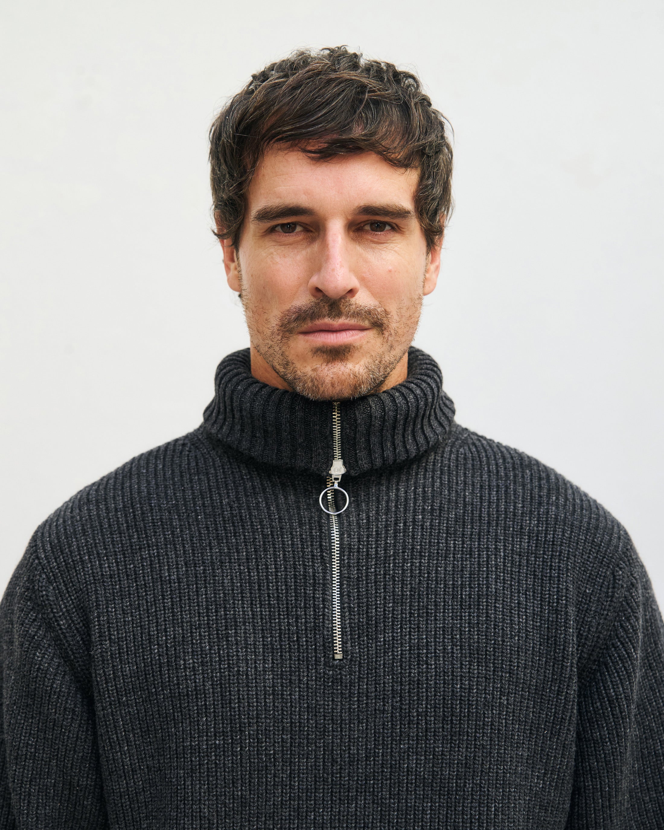 Schwerer Strick Troyer Recycelte Wolle - Anthrazit